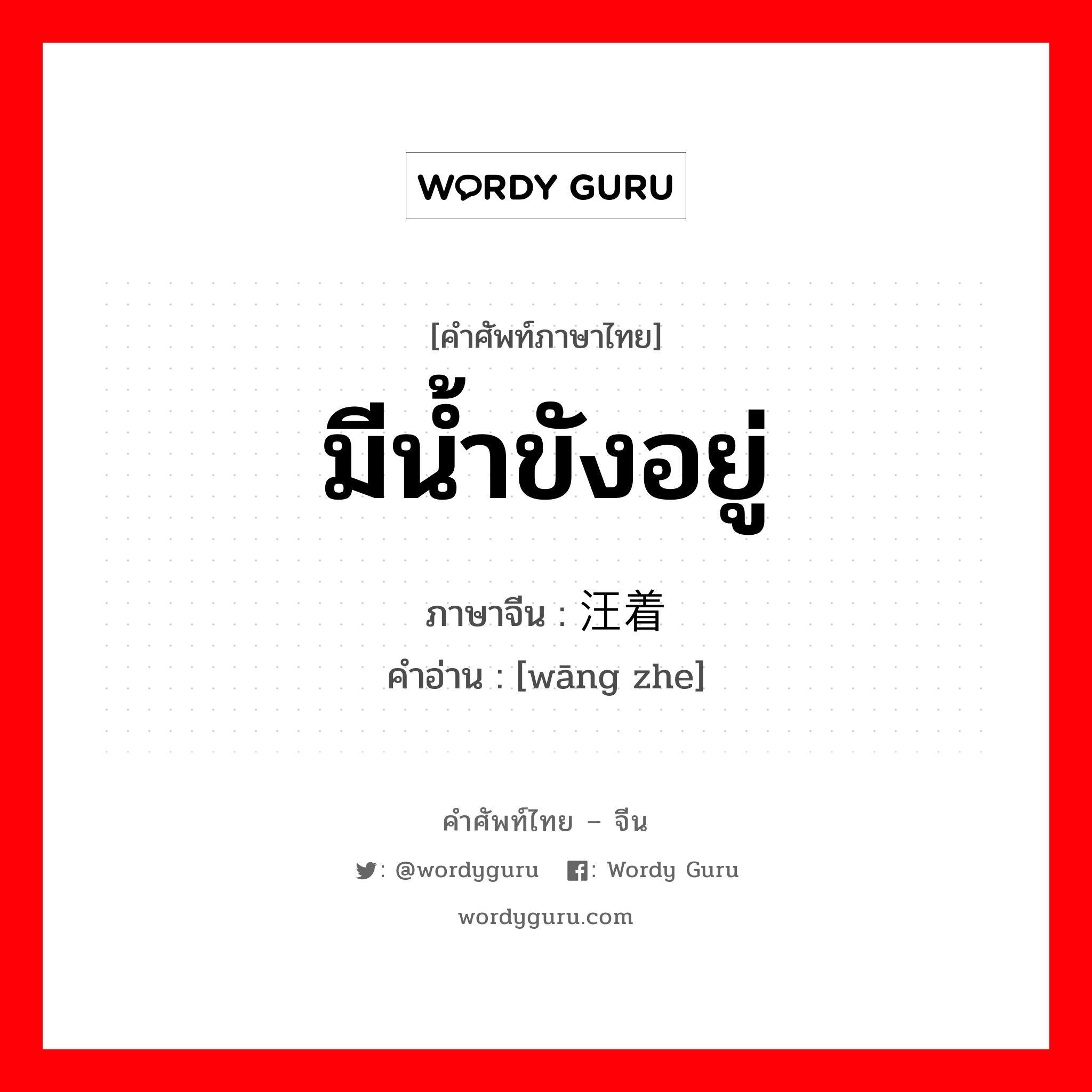 มีน้ำขังอยู่ ภาษาจีนคืออะไร, คำศัพท์ภาษาไทย - จีน มีน้ำขังอยู่ ภาษาจีน 汪着 คำอ่าน [wāng zhe]