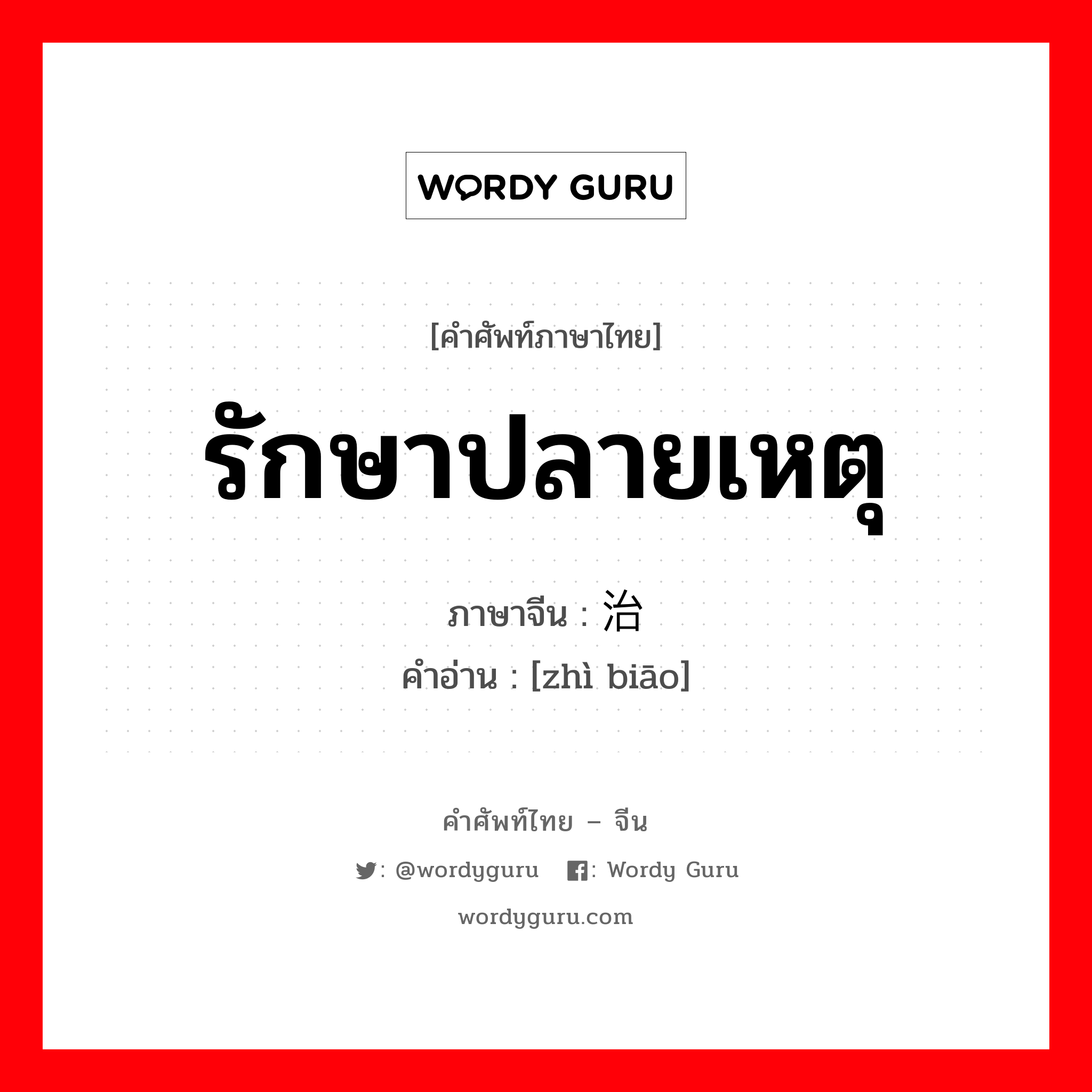 รักษาปลายเหตุ ภาษาจีนคืออะไร, คำศัพท์ภาษาไทย - จีน รักษาปลายเหตุ ภาษาจีน 治标 คำอ่าน [zhì biāo]