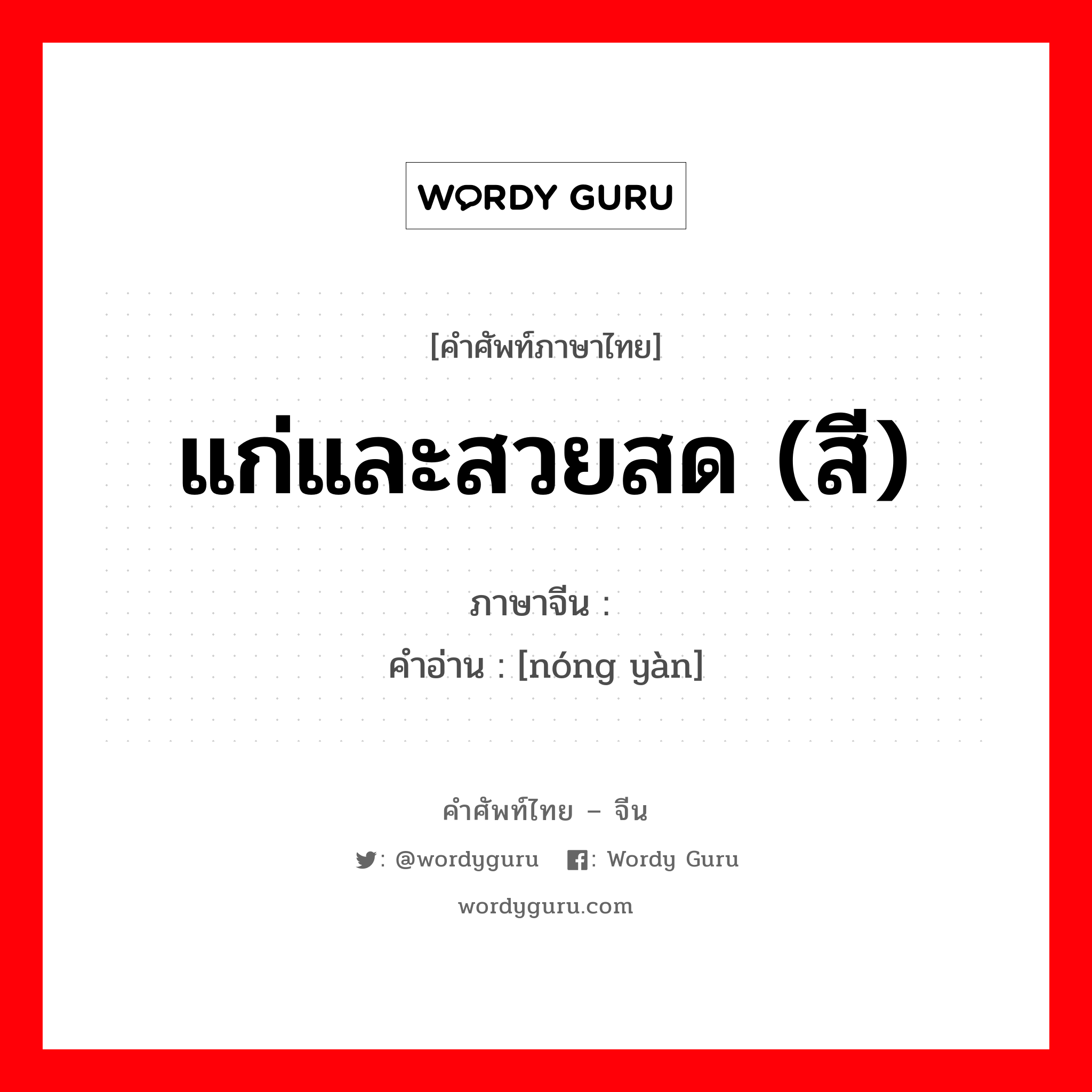 แก่และสวยสด (สี) ภาษาจีนคืออะไร, คำศัพท์ภาษาไทย - จีน แก่และสวยสด (สี) ภาษาจีน 浓艳 คำอ่าน [nóng yàn]