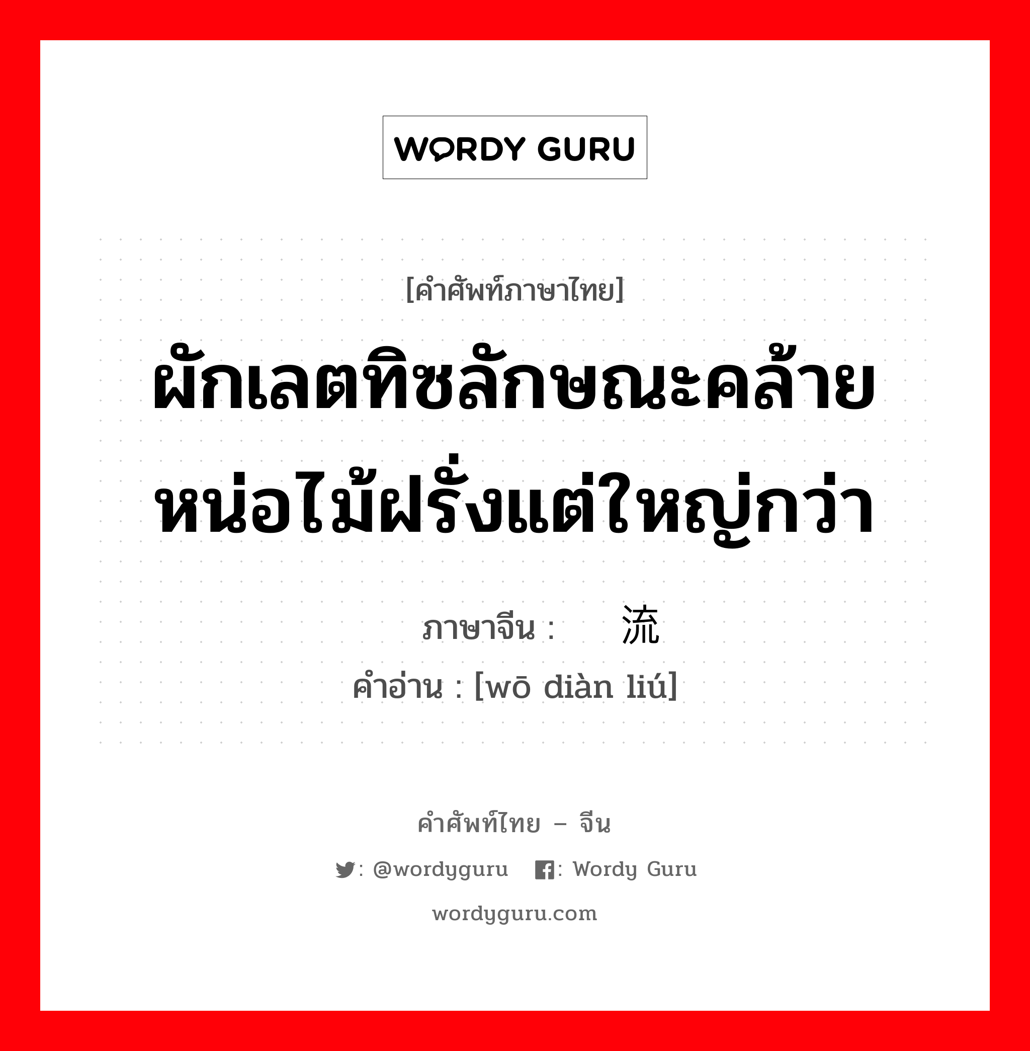 ผักเลตทิซลักษณะคล้ายหน่อไม้ฝรั่งแต่ใหญ่กว่า ภาษาจีนคืออะไร, คำศัพท์ภาษาไทย - จีน ผักเลตทิซลักษณะคล้ายหน่อไม้ฝรั่งแต่ใหญ่กว่า ภาษาจีน 涡电流 คำอ่าน [wō diàn liú]