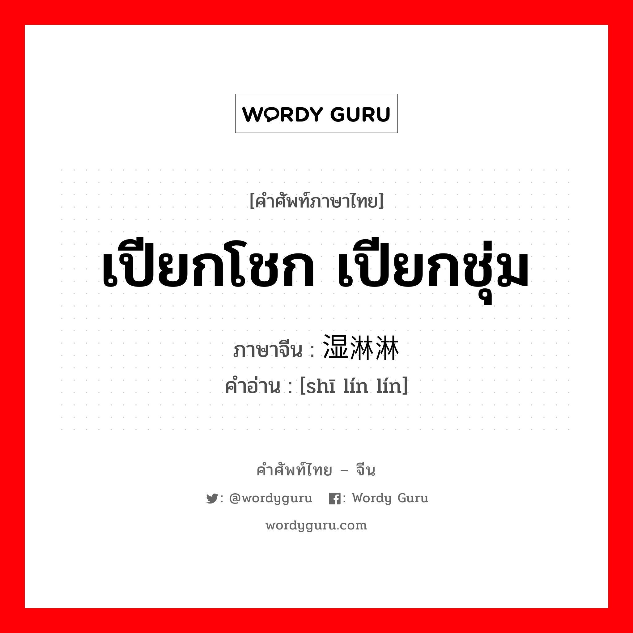 เปียกโชก เปียกชุ่ม ภาษาจีนคืออะไร, คำศัพท์ภาษาไทย - จีน เปียกโชก เปียกชุ่ม ภาษาจีน 湿淋淋 คำอ่าน [shī lín lín]