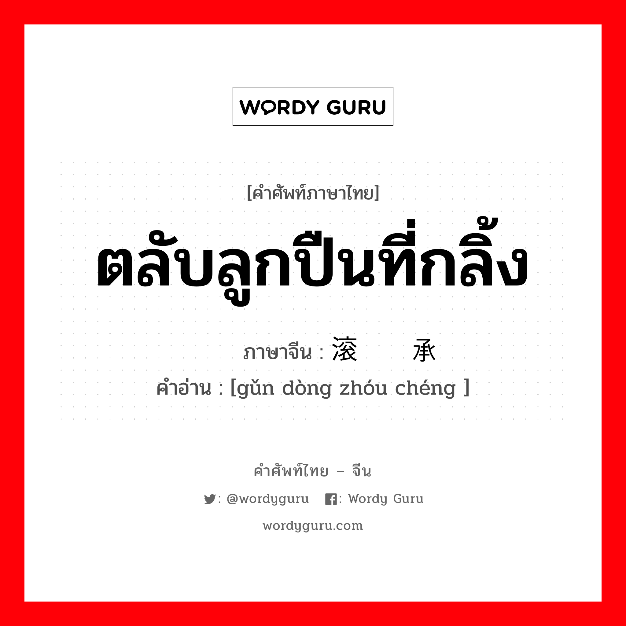 ตลับลูกปืนที่กลิ้ง ภาษาจีนคืออะไร, คำศัพท์ภาษาไทย - จีน ตลับลูกปืนที่กลิ้ง ภาษาจีน 滚动轴承 คำอ่าน [gǔn dòng zhóu chéng ]