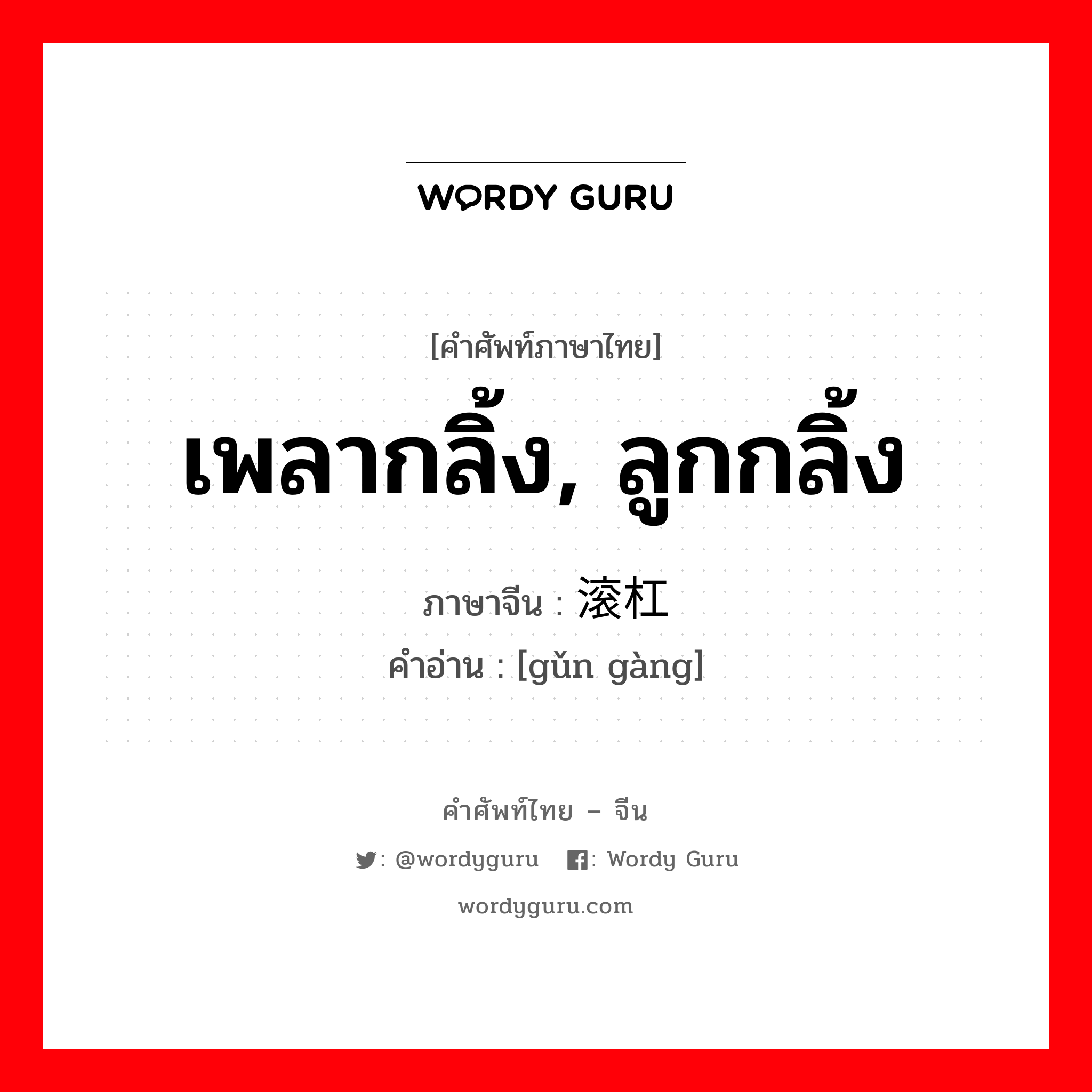 เพลากลิ้ง, ลูกกลิ้ง ภาษาจีนคืออะไร, คำศัพท์ภาษาไทย - จีน เพลากลิ้ง, ลูกกลิ้ง ภาษาจีน 滚杠 คำอ่าน [gǔn gàng]