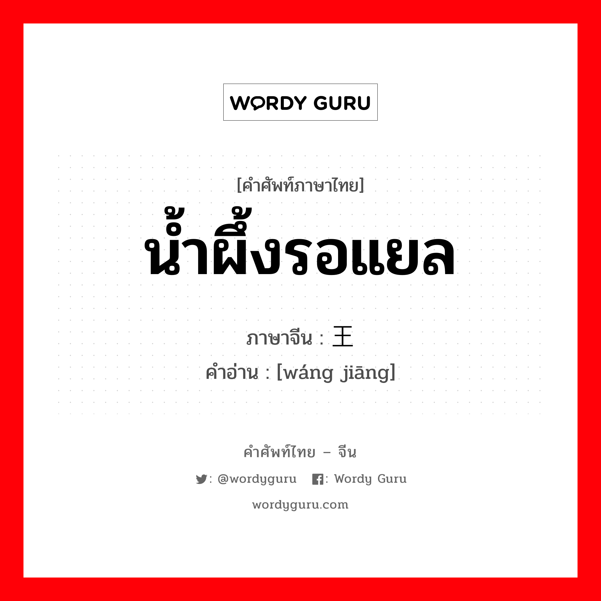 น้ำผึ้งรอแยล ภาษาจีนคืออะไร, คำศัพท์ภาษาไทย - จีน น้ำผึ้งรอแยล ภาษาจีน 王浆 คำอ่าน [wáng jiāng]