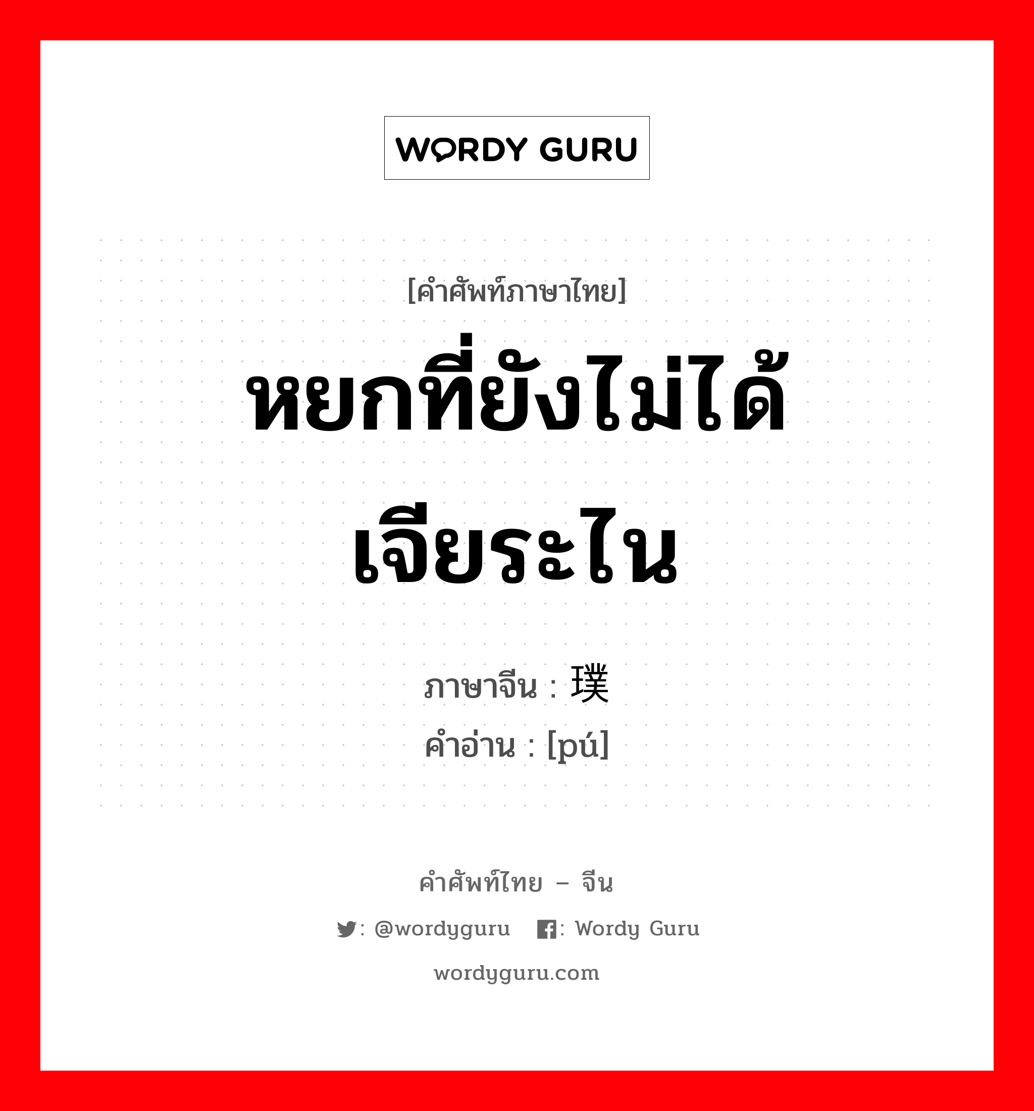 หยกที่ยังไม่ได้เจียระไน ภาษาจีนคืออะไร, คำศัพท์ภาษาไทย - จีน หยกที่ยังไม่ได้เจียระไน ภาษาจีน 璞 คำอ่าน [pú]