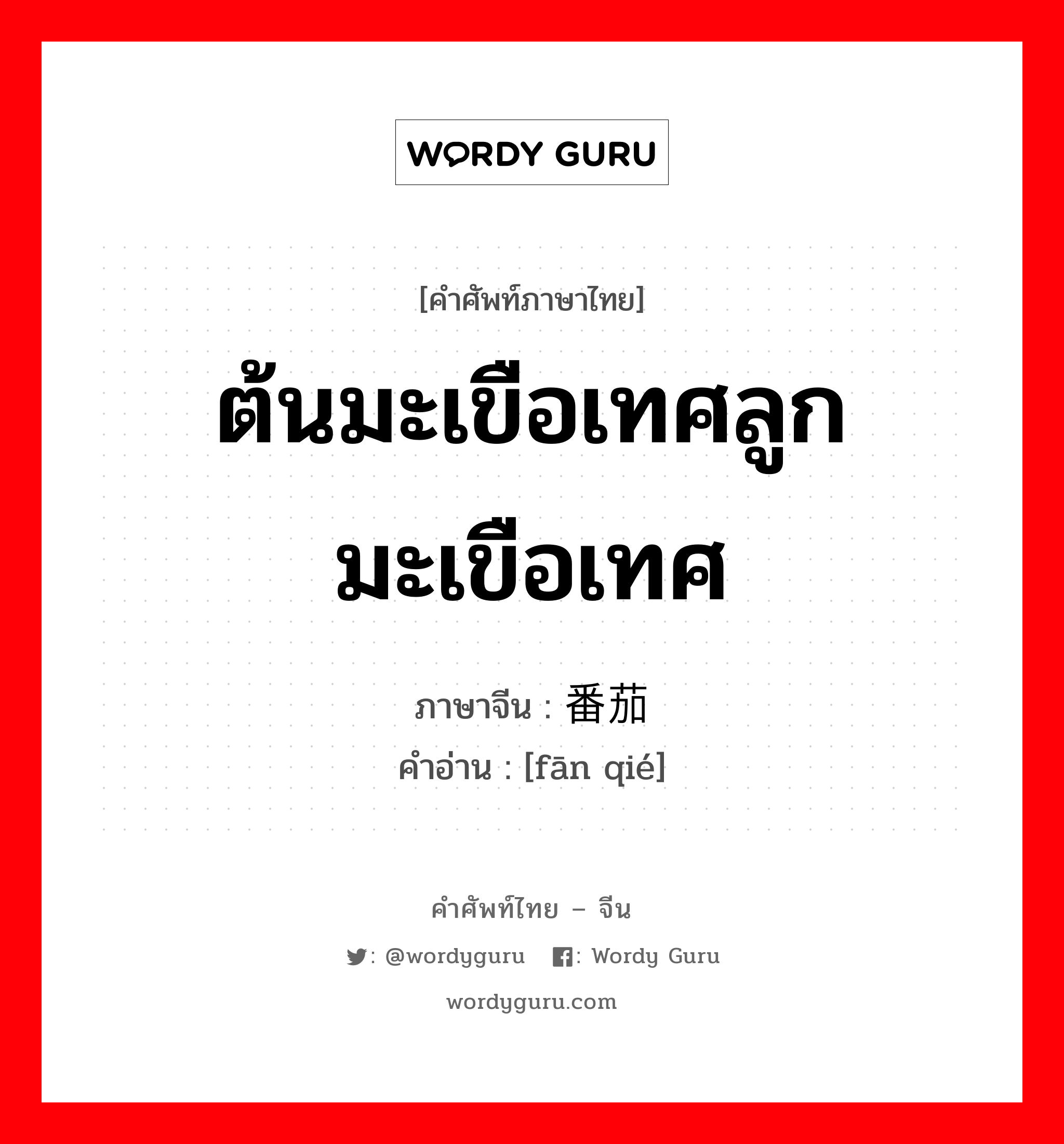 ต้นมะเขือเทศลูกมะเขือเทศ ภาษาจีนคืออะไร, คำศัพท์ภาษาไทย - จีน ต้นมะเขือเทศลูกมะเขือเทศ ภาษาจีน 番茄 คำอ่าน [fān qié]