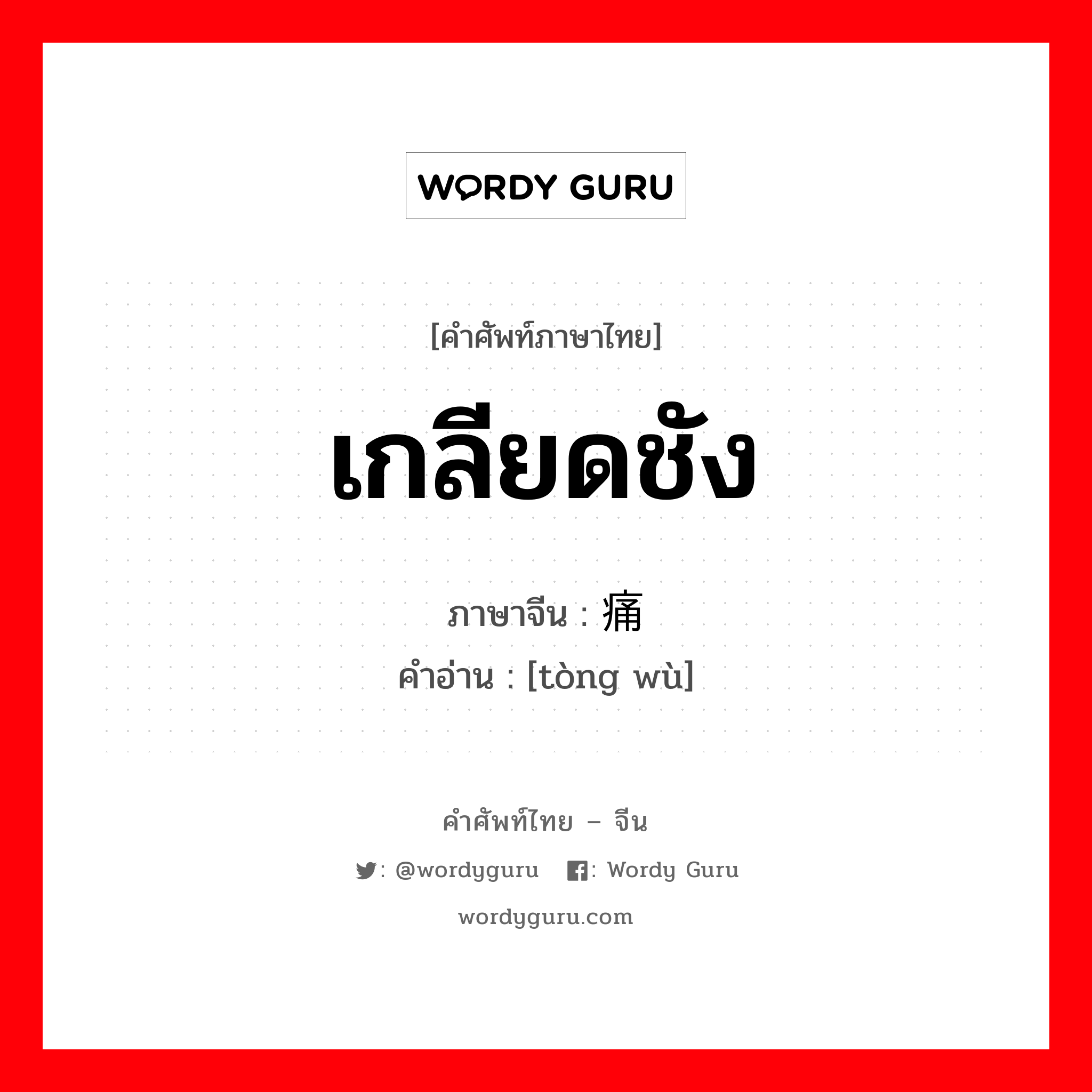 เกลียดชัง ภาษาจีนคืออะไร, คำศัพท์ภาษาไทย - จีน เกลียดชัง ภาษาจีน 痛恶 คำอ่าน [tòng wù]