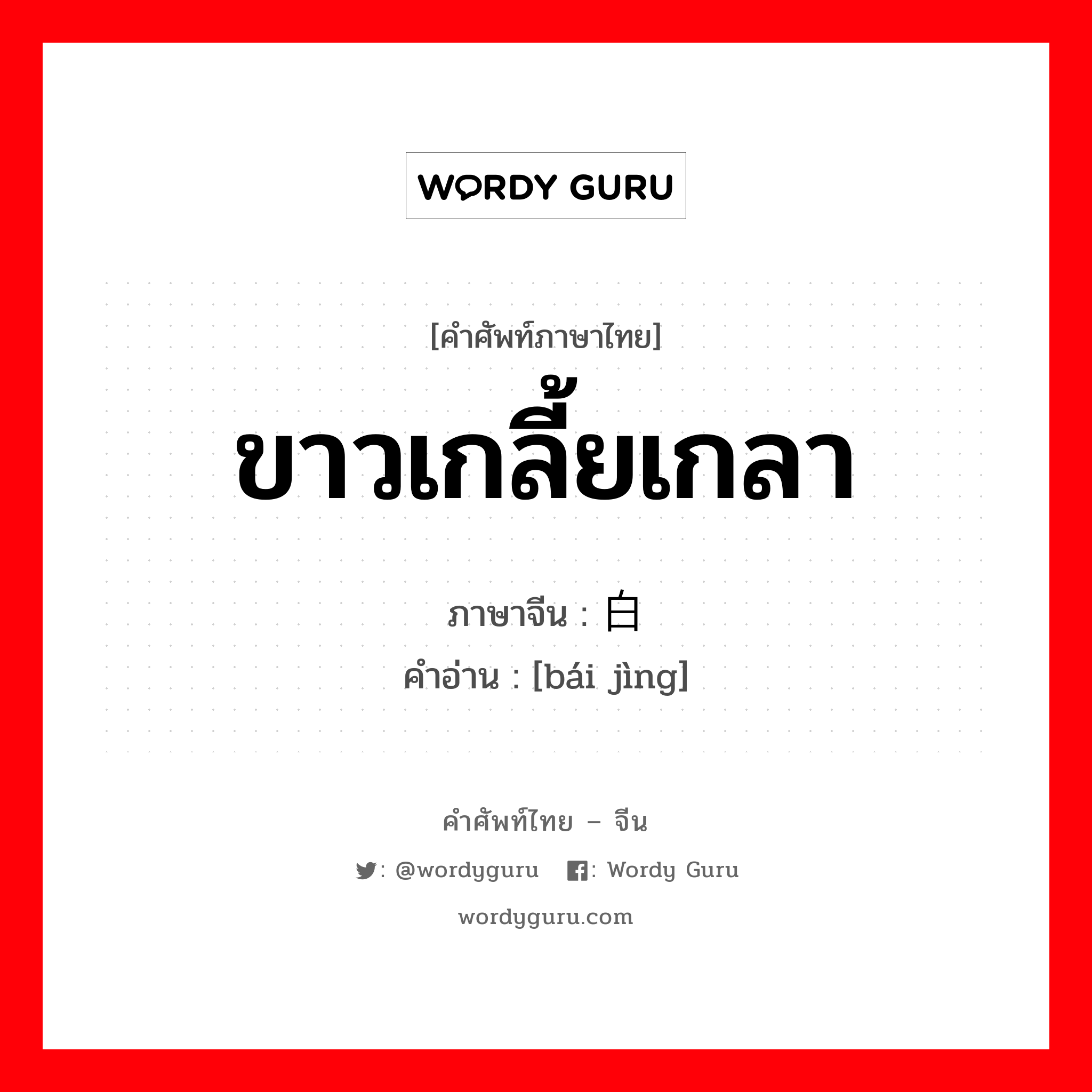 ขาวเกลี้ยเกลา ภาษาจีนคืออะไร, คำศัพท์ภาษาไทย - จีน ขาวเกลี้ยเกลา ภาษาจีน 白净 คำอ่าน [bái jìng]