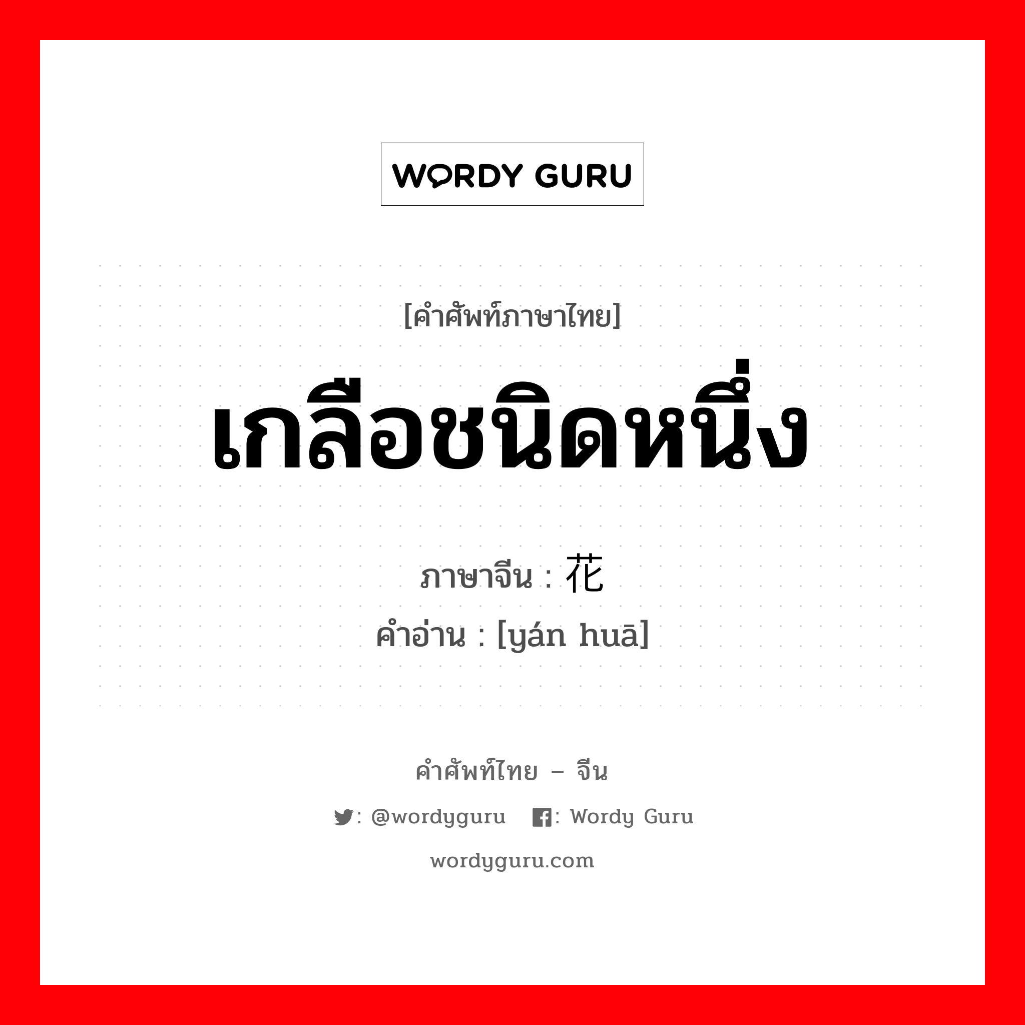 เกลือชนิดหนึ่ง ภาษาจีนคืออะไร, คำศัพท์ภาษาไทย - จีน เกลือชนิดหนึ่ง ภาษาจีน 盐花 คำอ่าน [yán huā]