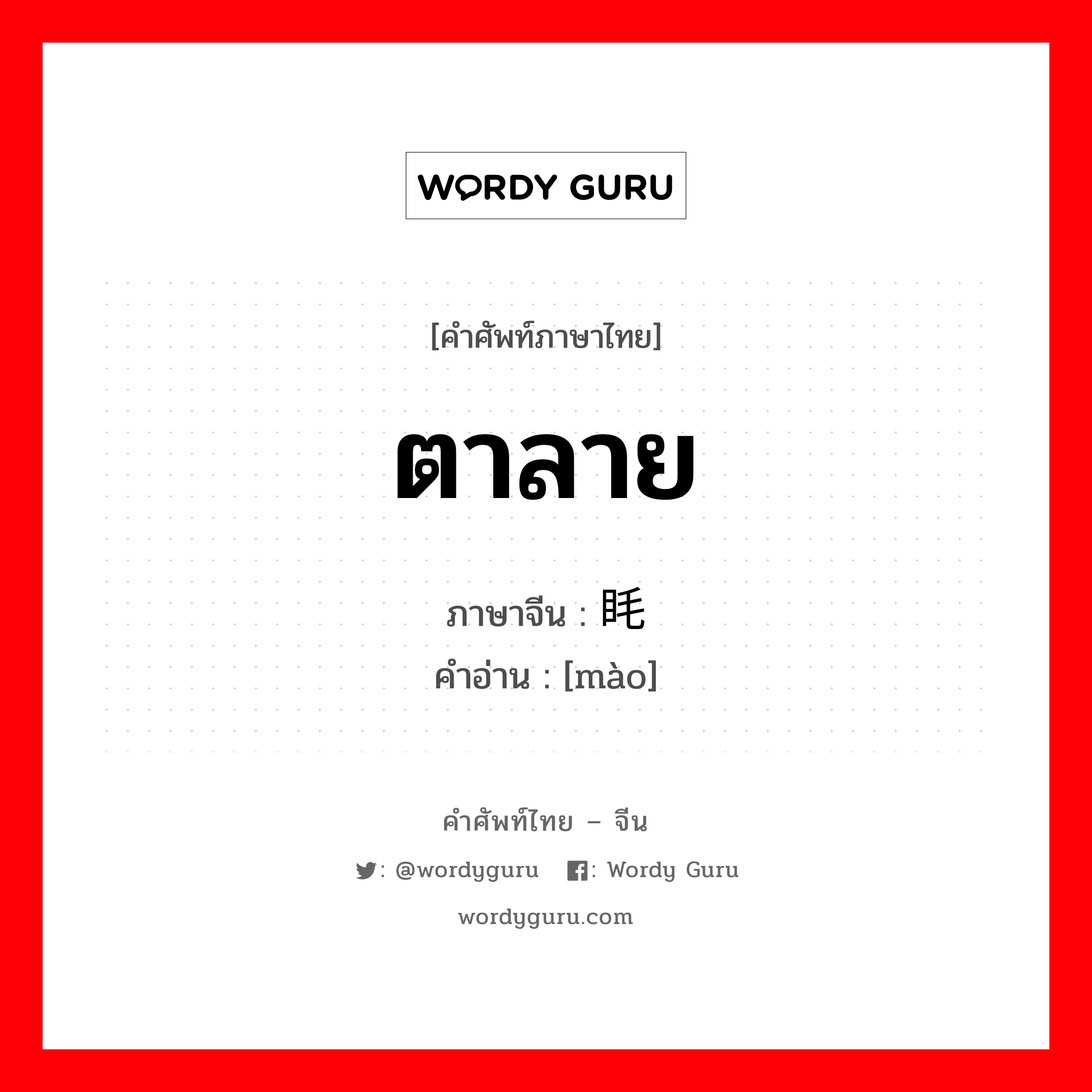 ตาลาย ภาษาจีนคืออะไร, คำศัพท์ภาษาไทย - จีน ตาลาย ภาษาจีน 眊 คำอ่าน [mào]