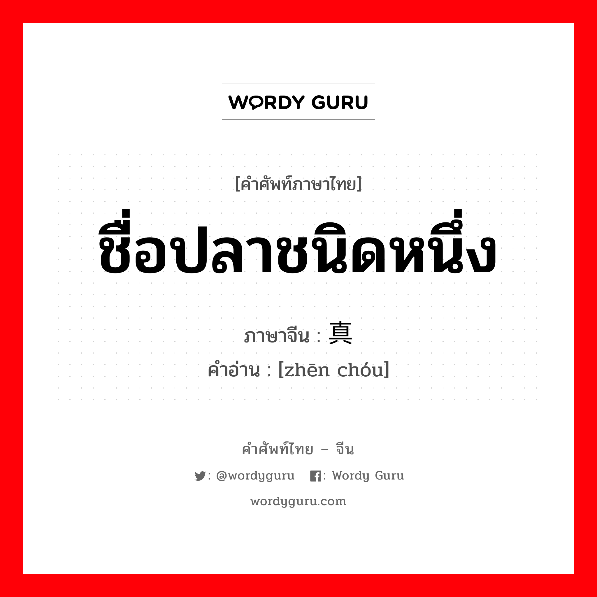 ชื่อปลาชนิดหนึ่ง ภาษาจีนคืออะไร, คำศัพท์ภาษาไทย - จีน ชื่อปลาชนิดหนึ่ง ภาษาจีน 真绸 คำอ่าน [zhēn chóu]