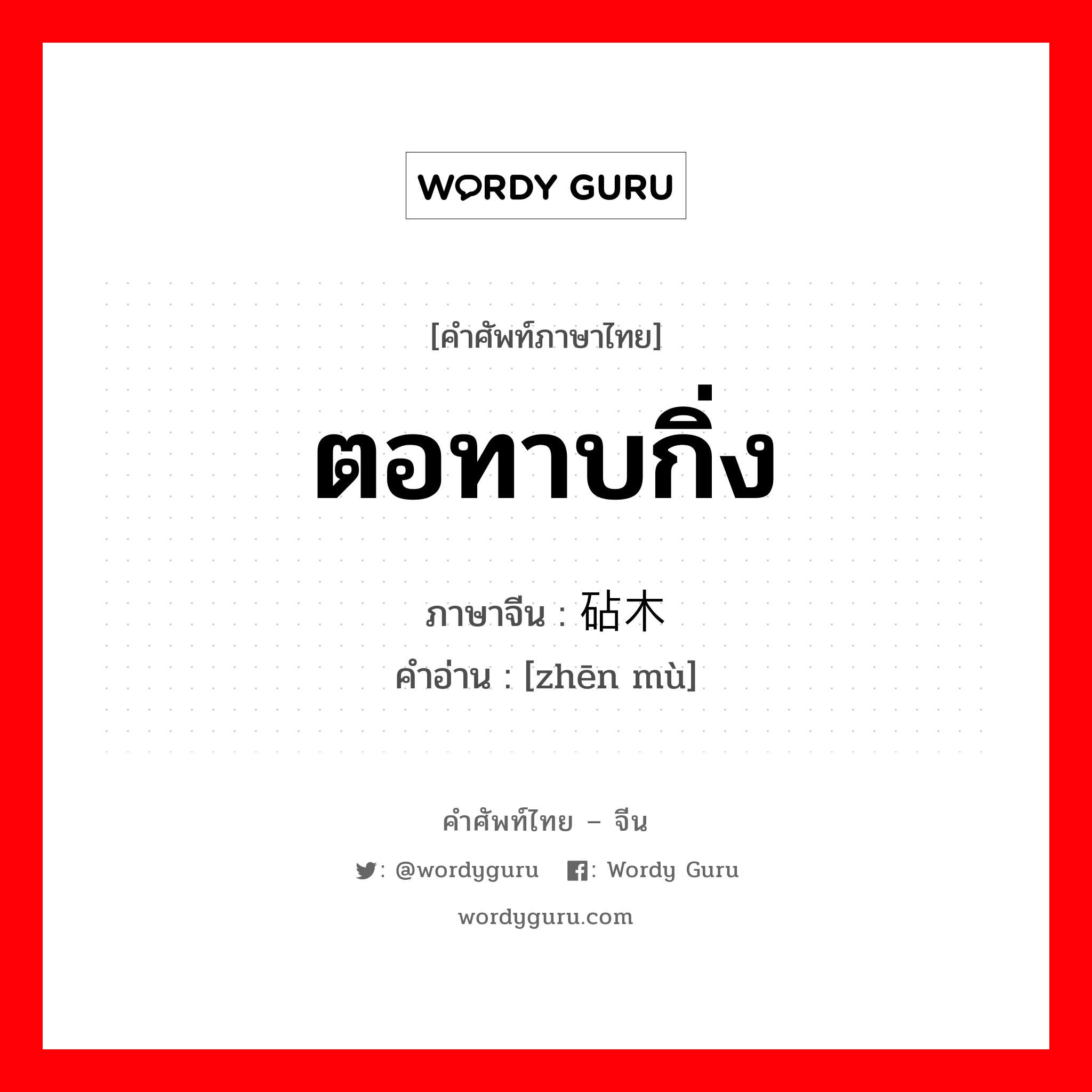 ตอทาบกิ่ง ภาษาจีนคืออะไร, คำศัพท์ภาษาไทย - จีน ตอทาบกิ่ง ภาษาจีน 砧木 คำอ่าน [zhēn mù]