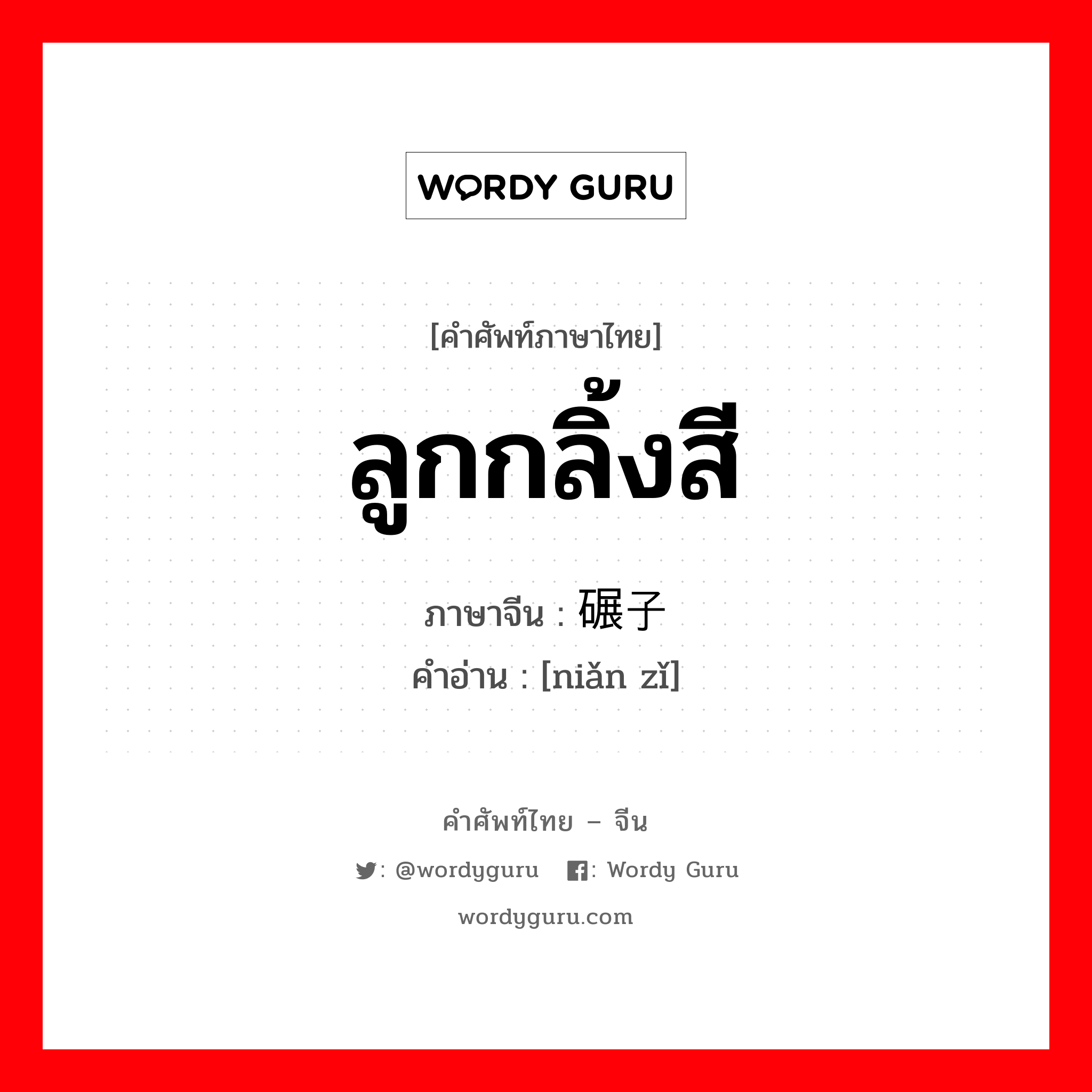 ลูกกลิ้งสี ภาษาจีนคืออะไร, คำศัพท์ภาษาไทย - จีน ลูกกลิ้งสี ภาษาจีน 碾子 คำอ่าน [niǎn zǐ]