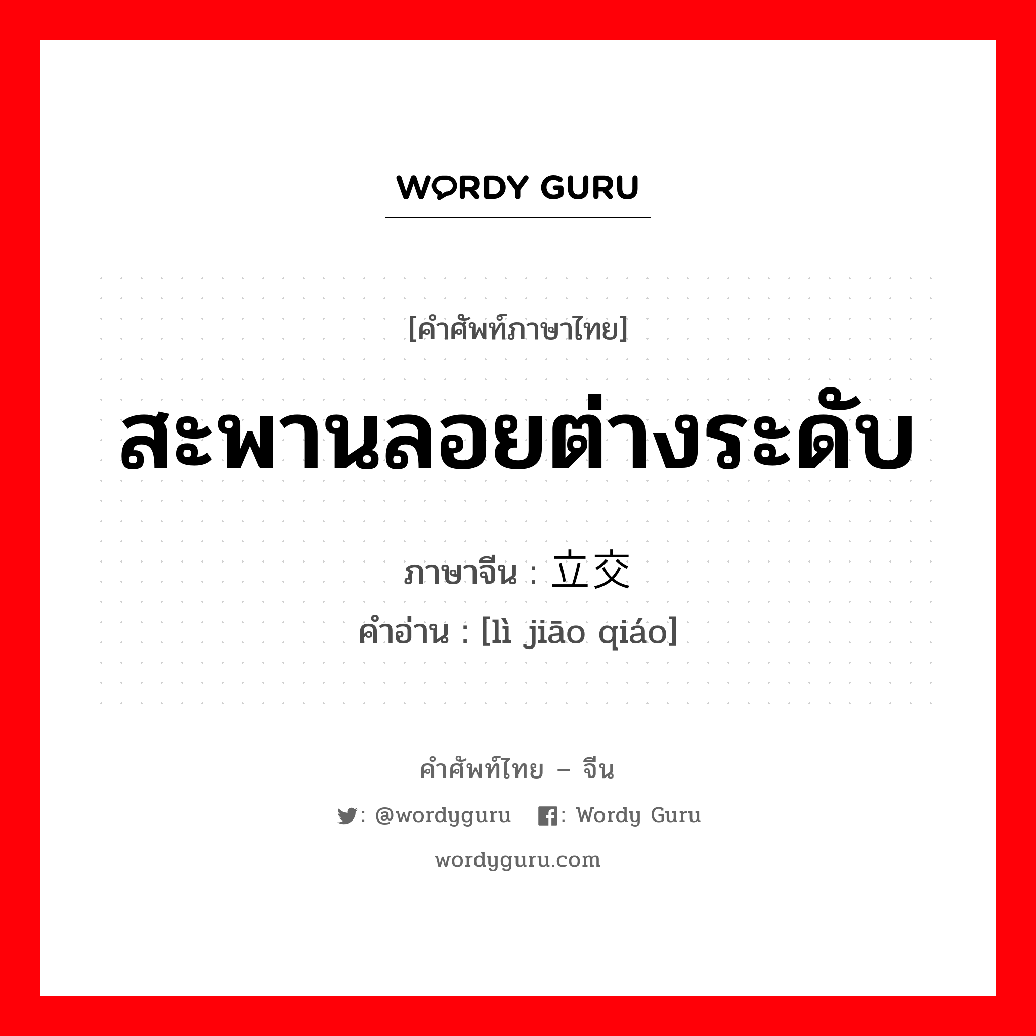 สะพานลอยต่างระดับ ภาษาจีนคืออะไร, คำศัพท์ภาษาไทย - จีน สะพานลอยต่างระดับ ภาษาจีน 立交桥 คำอ่าน [lì jiāo qiáo]