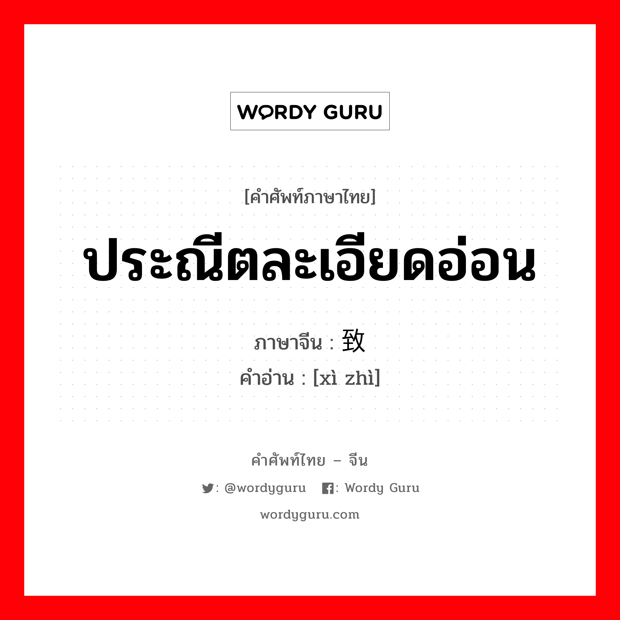 ประณีตละเอียดอ่อน ภาษาจีนคืออะไร, คำศัพท์ภาษาไทย - จีน ประณีตละเอียดอ่อน ภาษาจีน 细致 คำอ่าน [xì zhì]