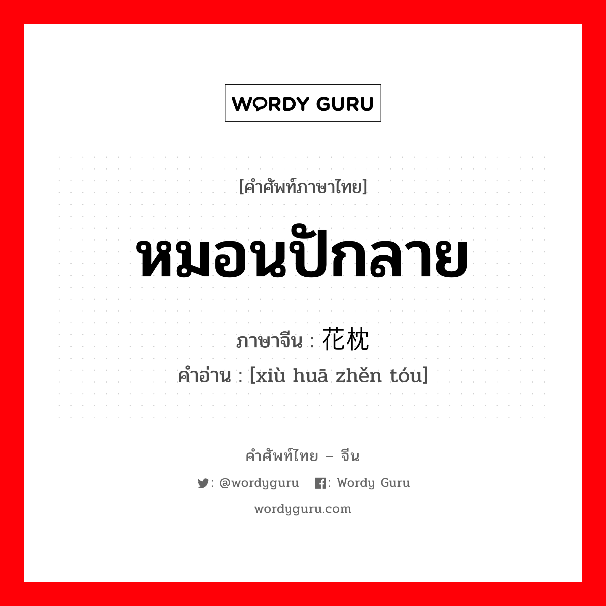 หมอนปักลาย ภาษาจีนคืออะไร, คำศัพท์ภาษาไทย - จีน หมอนปักลาย ภาษาจีน 绣花枕头 คำอ่าน [xiù huā zhěn tóu]