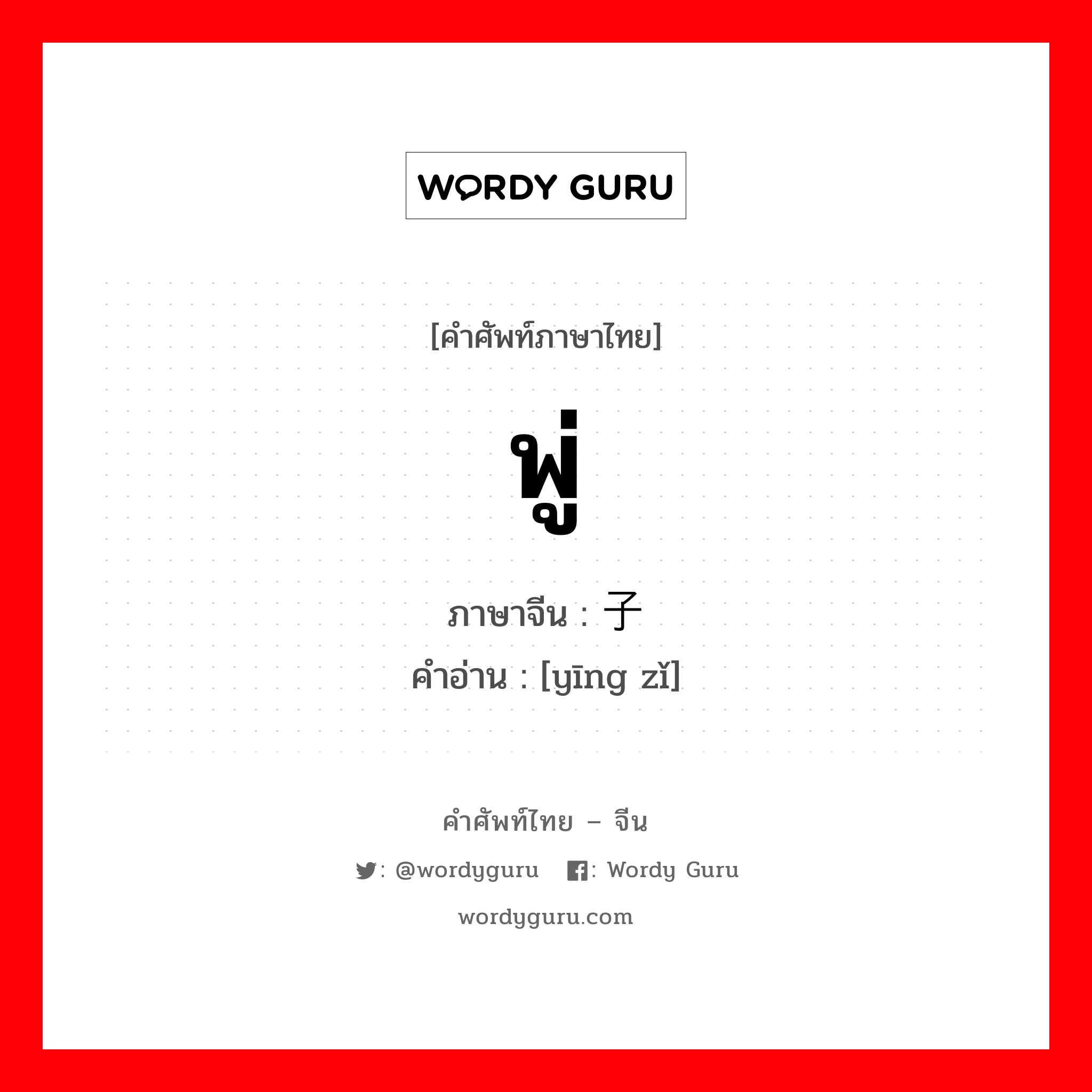 พู่ ภาษาจีนคืออะไร, คำศัพท์ภาษาไทย - จีน พู่ ภาษาจีน 缨子 คำอ่าน [yīng zǐ]