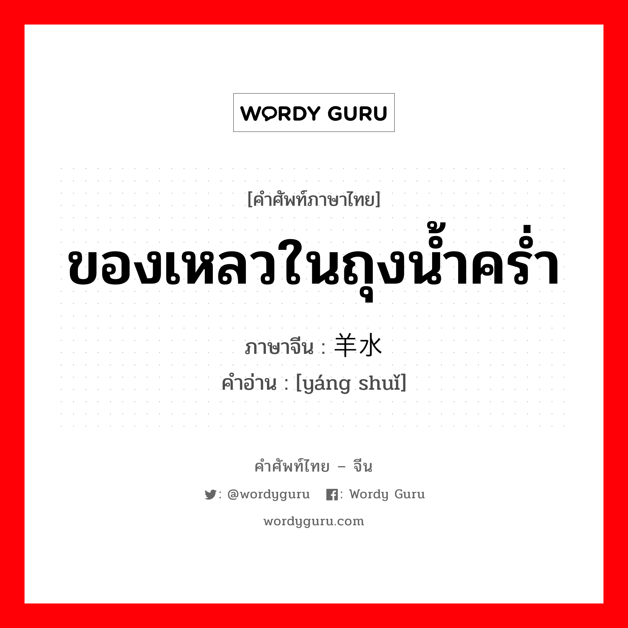 ของเหลวในถุงน้ำคร่ำ ภาษาจีนคืออะไร, คำศัพท์ภาษาไทย - จีน ของเหลวในถุงน้ำคร่ำ ภาษาจีน 羊水 คำอ่าน [yáng shuǐ]