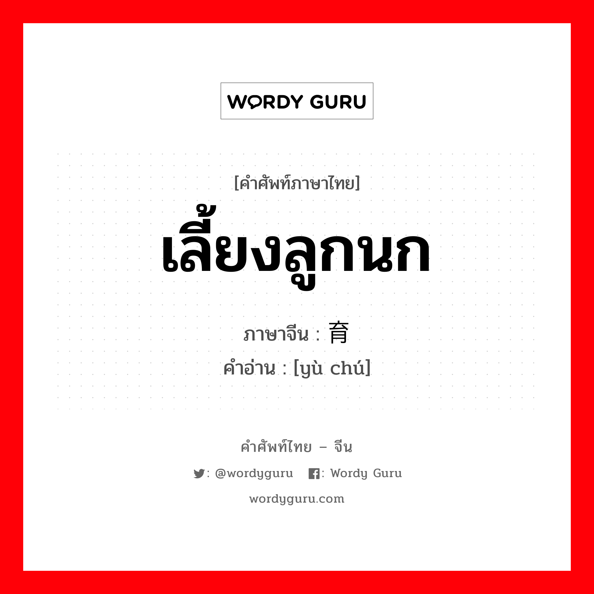 เลี้ยงลูกนก ภาษาจีนคืออะไร, คำศัพท์ภาษาไทย - จีน เลี้ยงลูกนก ภาษาจีน 育雏 คำอ่าน [yù chú]