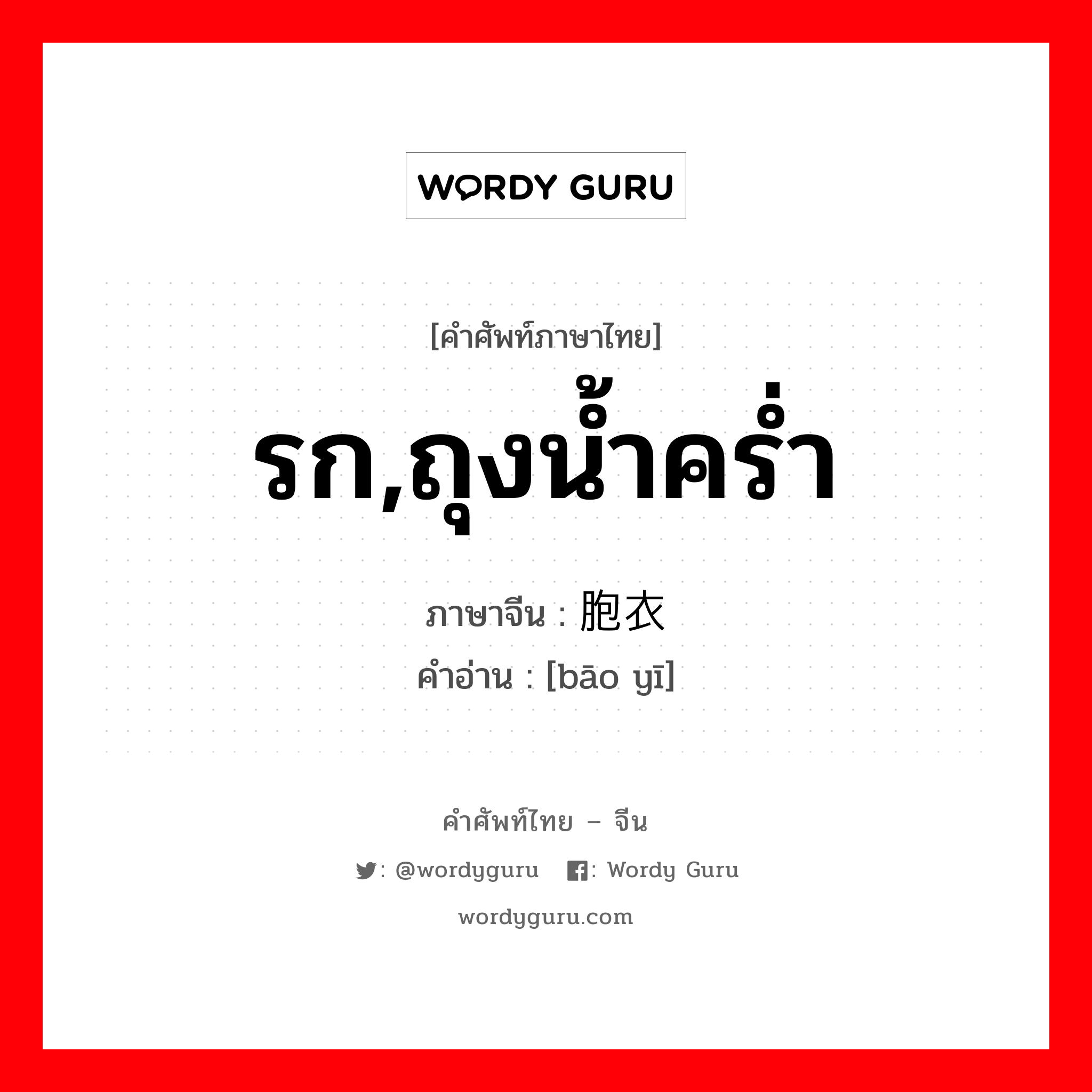 รก,ถุงน้ำคร่ำ ภาษาจีนคืออะไร, คำศัพท์ภาษาไทย - จีน รก,ถุงน้ำคร่ำ ภาษาจีน 胞衣 คำอ่าน [bāo yī]