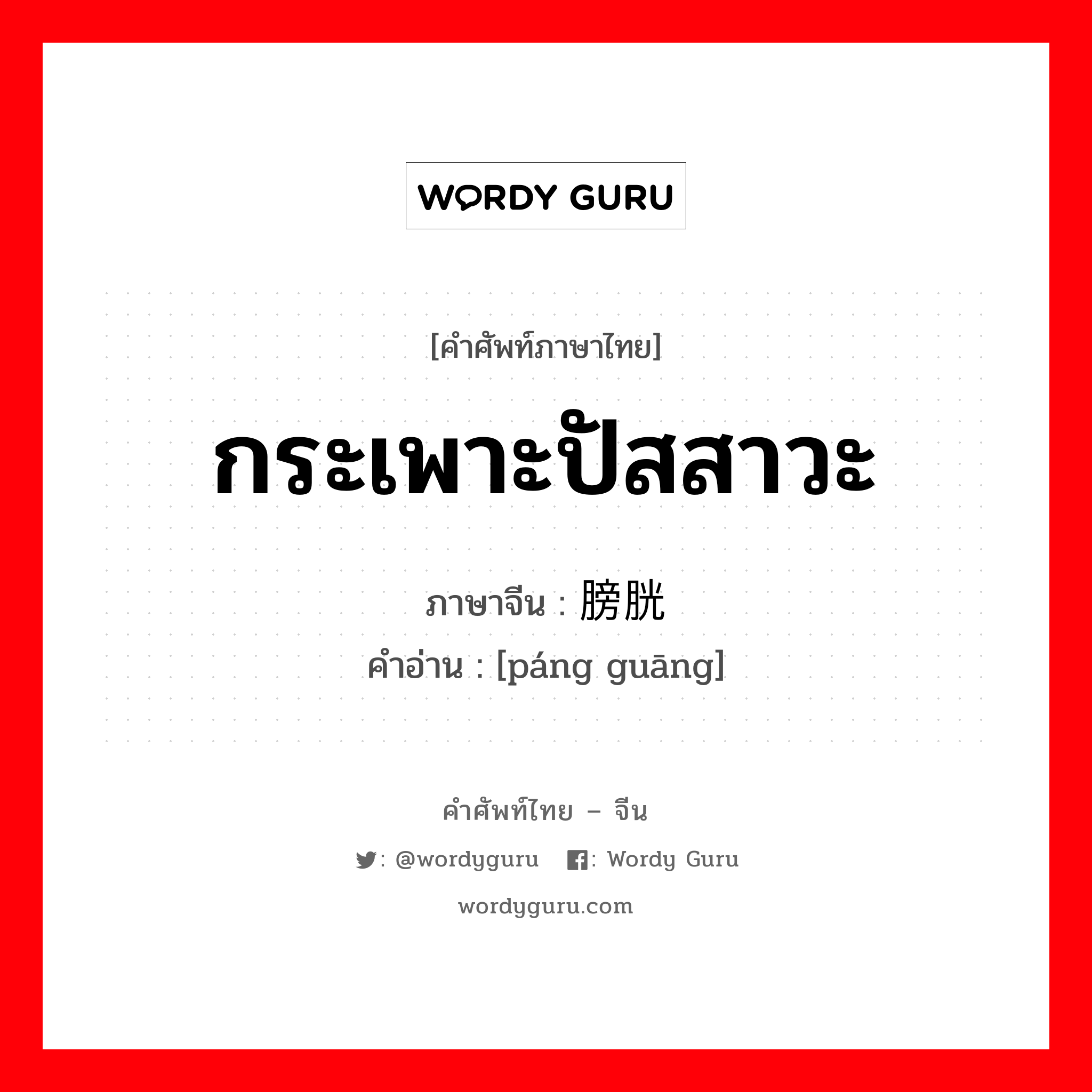 กระเพาะปัสสาวะ ภาษาจีนคืออะไร, คำศัพท์ภาษาไทย - จีน กระเพาะปัสสาวะ ภาษาจีน 膀胱 คำอ่าน [páng guāng]