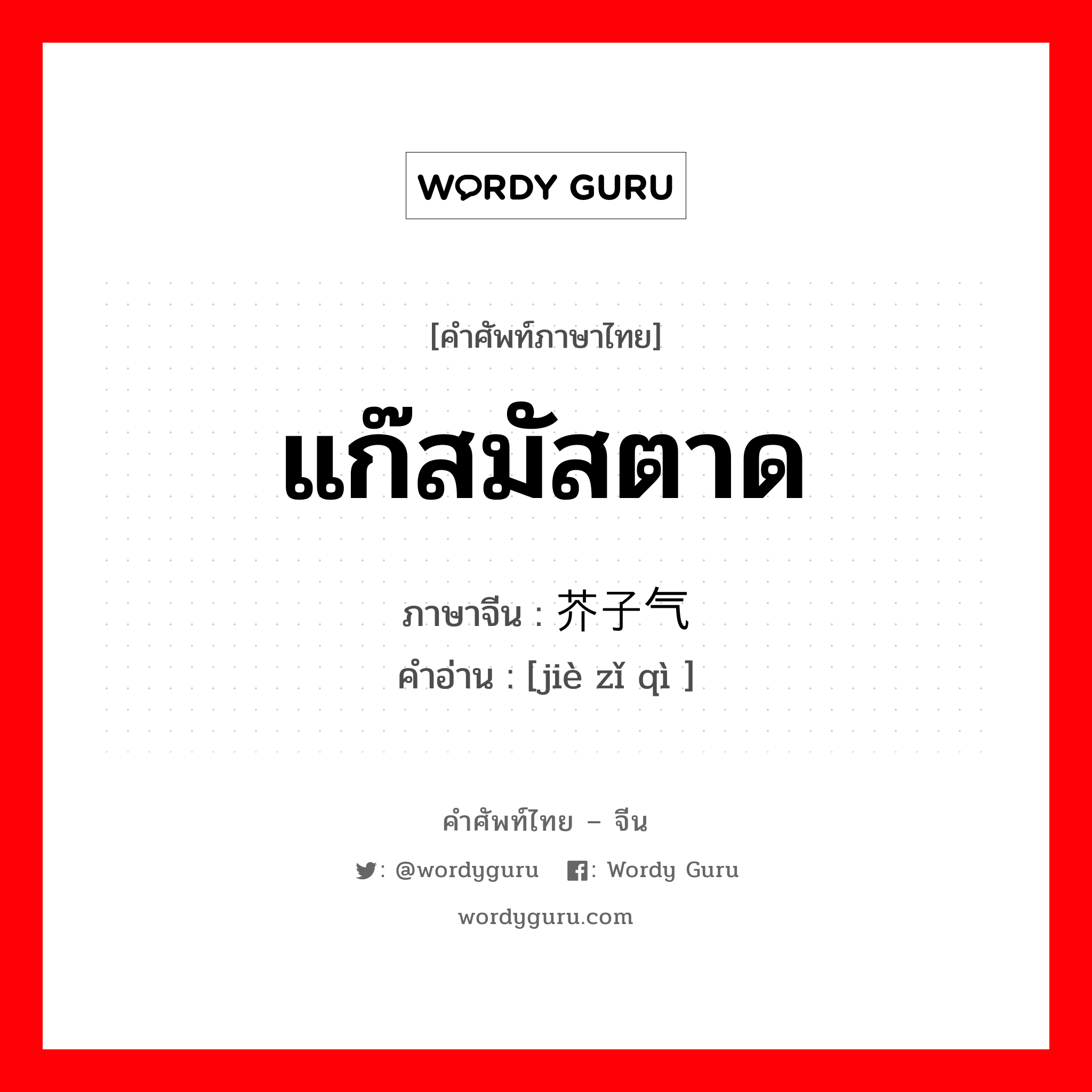 แก๊สมัสตาด ภาษาจีนคืออะไร, คำศัพท์ภาษาไทย - จีน แก๊สมัสตาด ภาษาจีน 芥子气 คำอ่าน [jiè zǐ qì ]