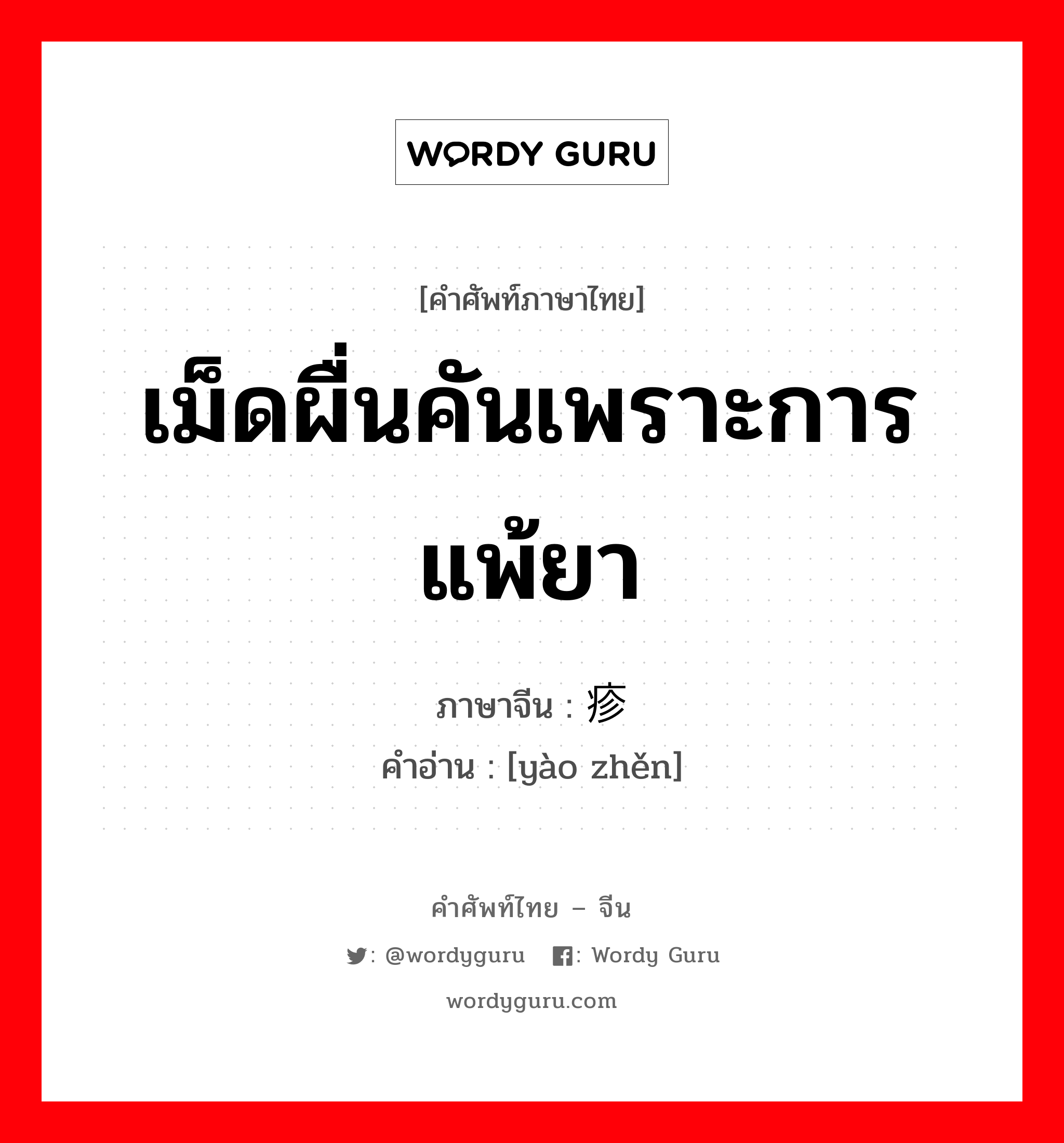 เม็ดผื่นคันเพราะการแพ้ยา ภาษาจีนคืออะไร, คำศัพท์ภาษาไทย - จีน เม็ดผื่นคันเพราะการแพ้ยา ภาษาจีน 药疹 คำอ่าน [yào zhěn]