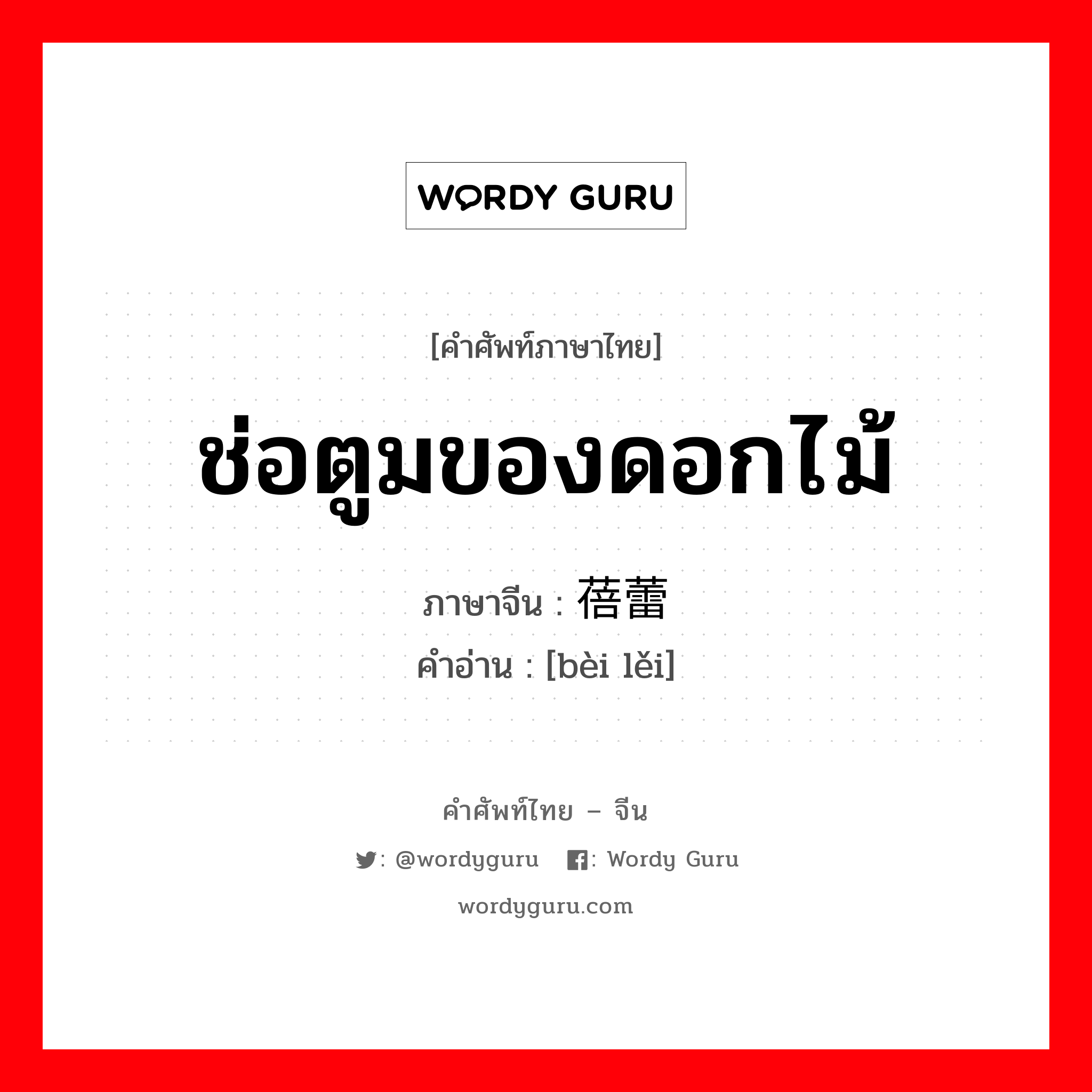 ช่อตูมของดอกไม้ ภาษาจีนคืออะไร, คำศัพท์ภาษาไทย - จีน ช่อตูมของดอกไม้ ภาษาจีน 蓓蕾 คำอ่าน [bèi lěi]