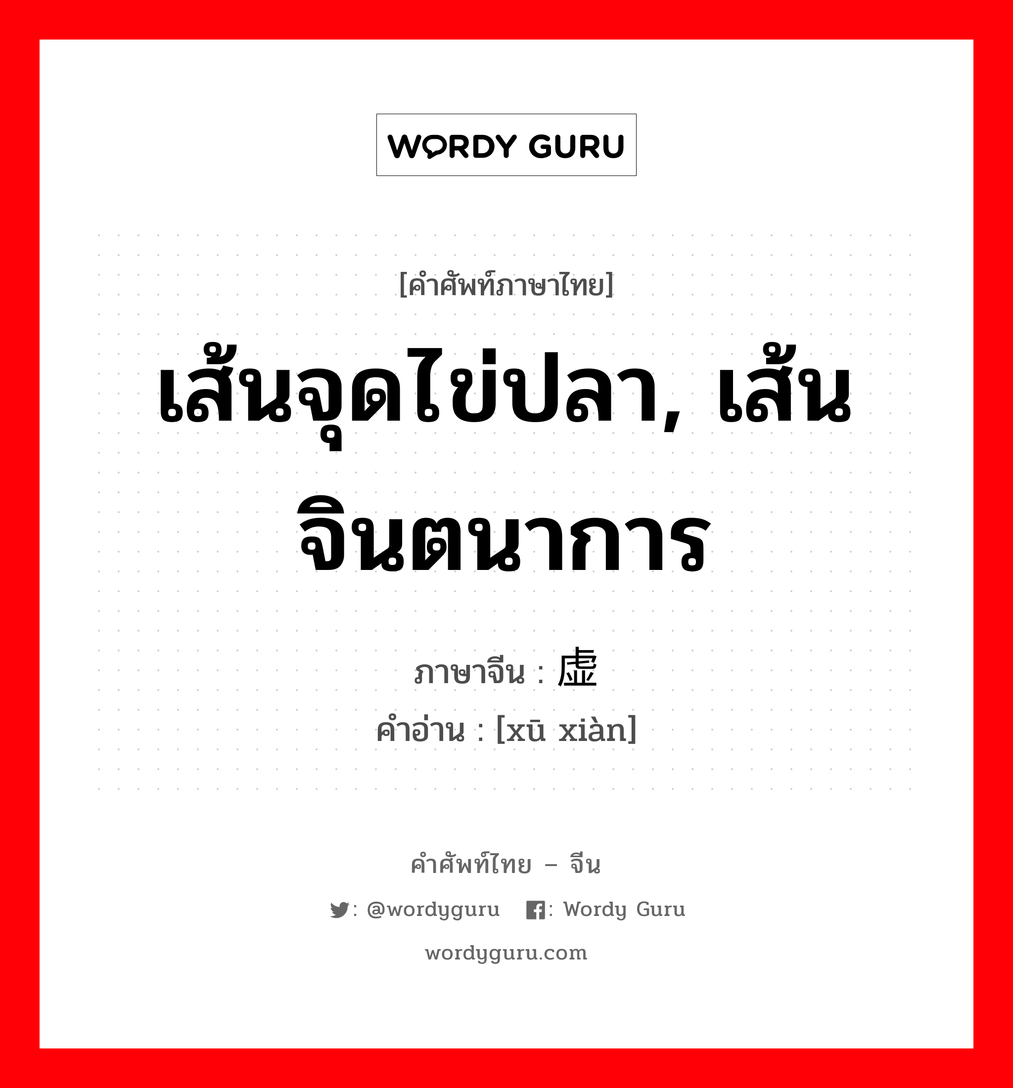 เส้นจุดไข่ปลา, เส้นจินตนาการ ภาษาจีนคืออะไร, คำศัพท์ภาษาไทย - จีน เส้นจุดไข่ปลา, เส้นจินตนาการ ภาษาจีน 虚线 คำอ่าน [xū xiàn]