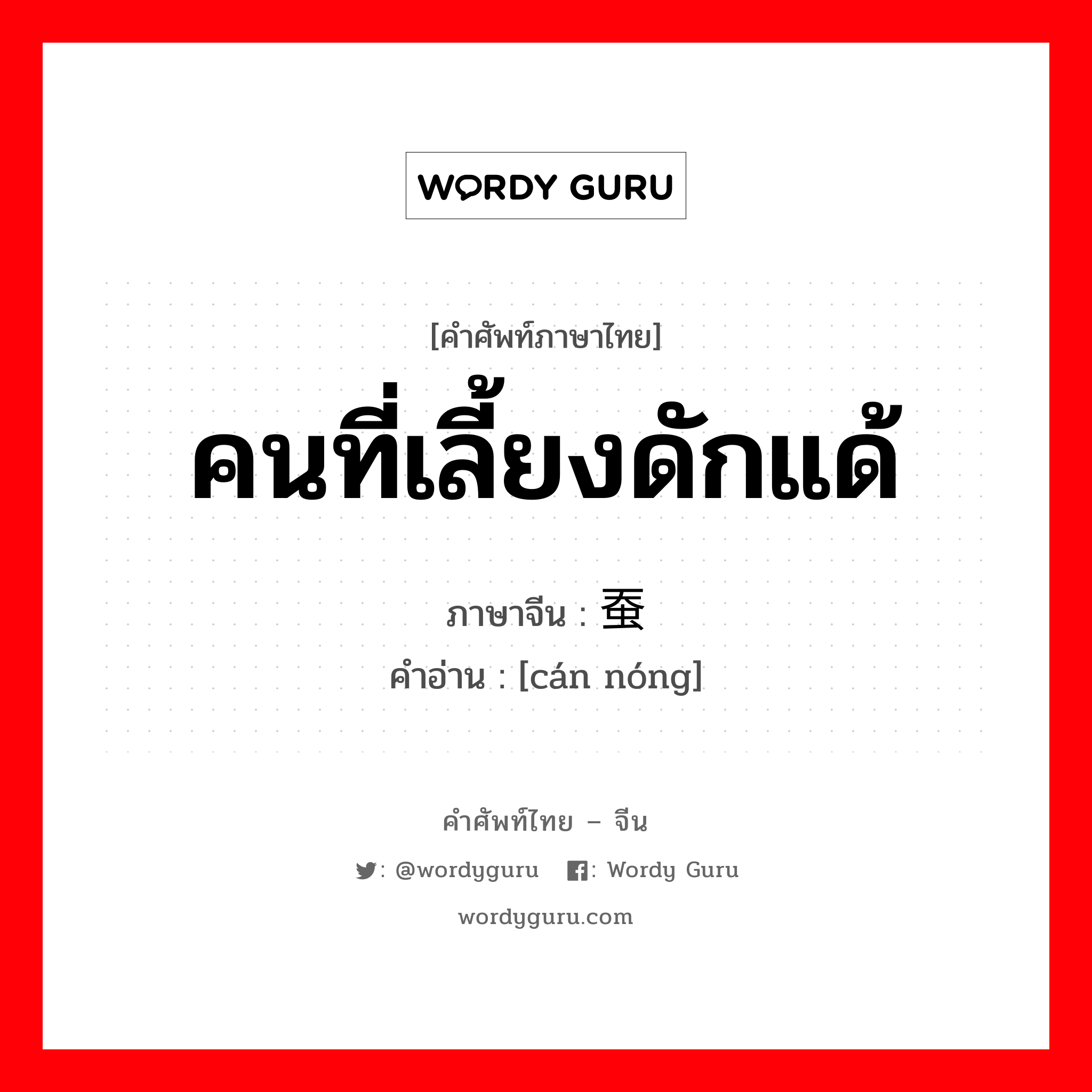 คนที่เลี้ยงดักแด้ ภาษาจีนคืออะไร, คำศัพท์ภาษาไทย - จีน คนที่เลี้ยงดักแด้ ภาษาจีน 蚕农 คำอ่าน [cán nóng]