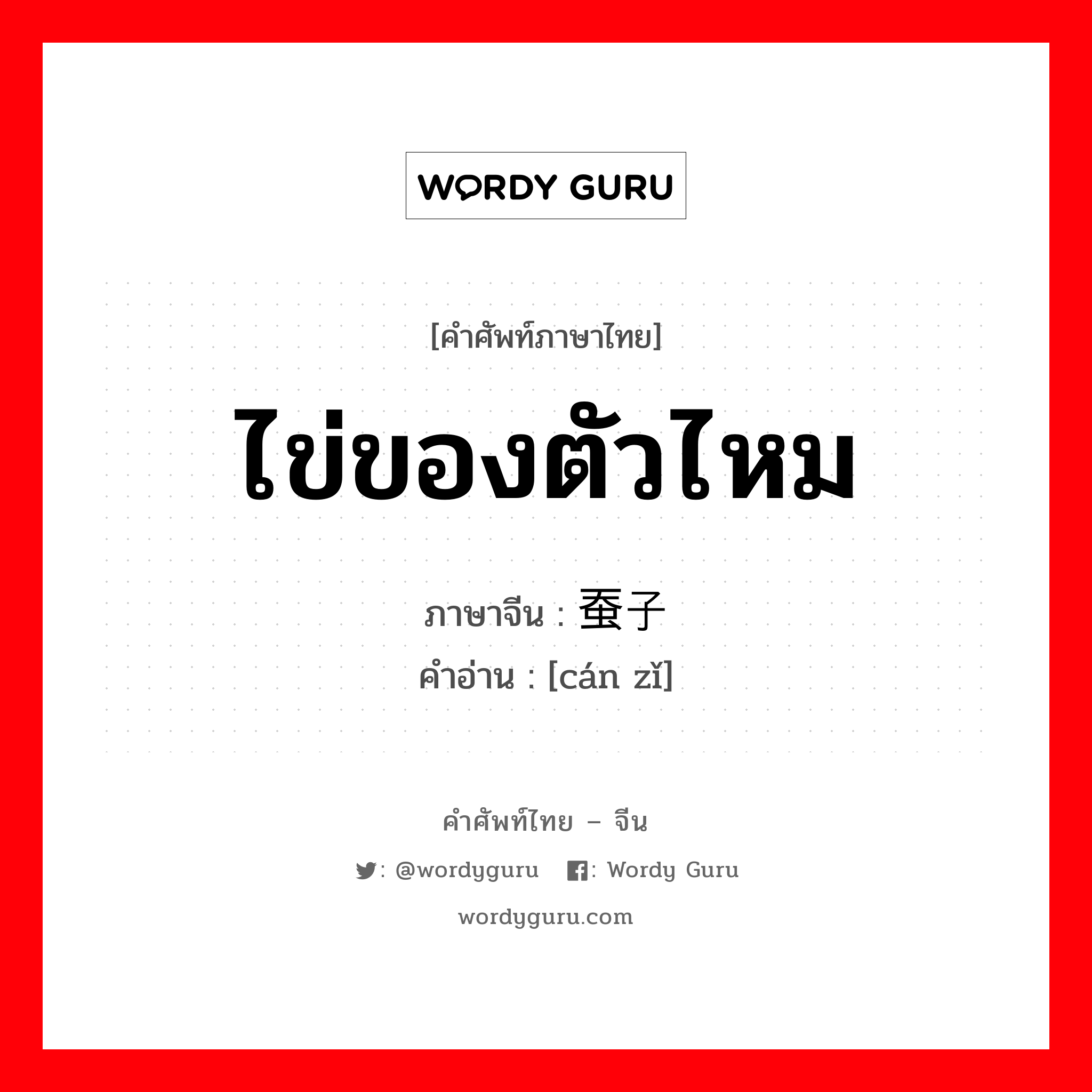 ไข่ของตัวไหม ภาษาจีนคืออะไร, คำศัพท์ภาษาไทย - จีน ไข่ของตัวไหม ภาษาจีน 蚕子 คำอ่าน [cán zǐ]