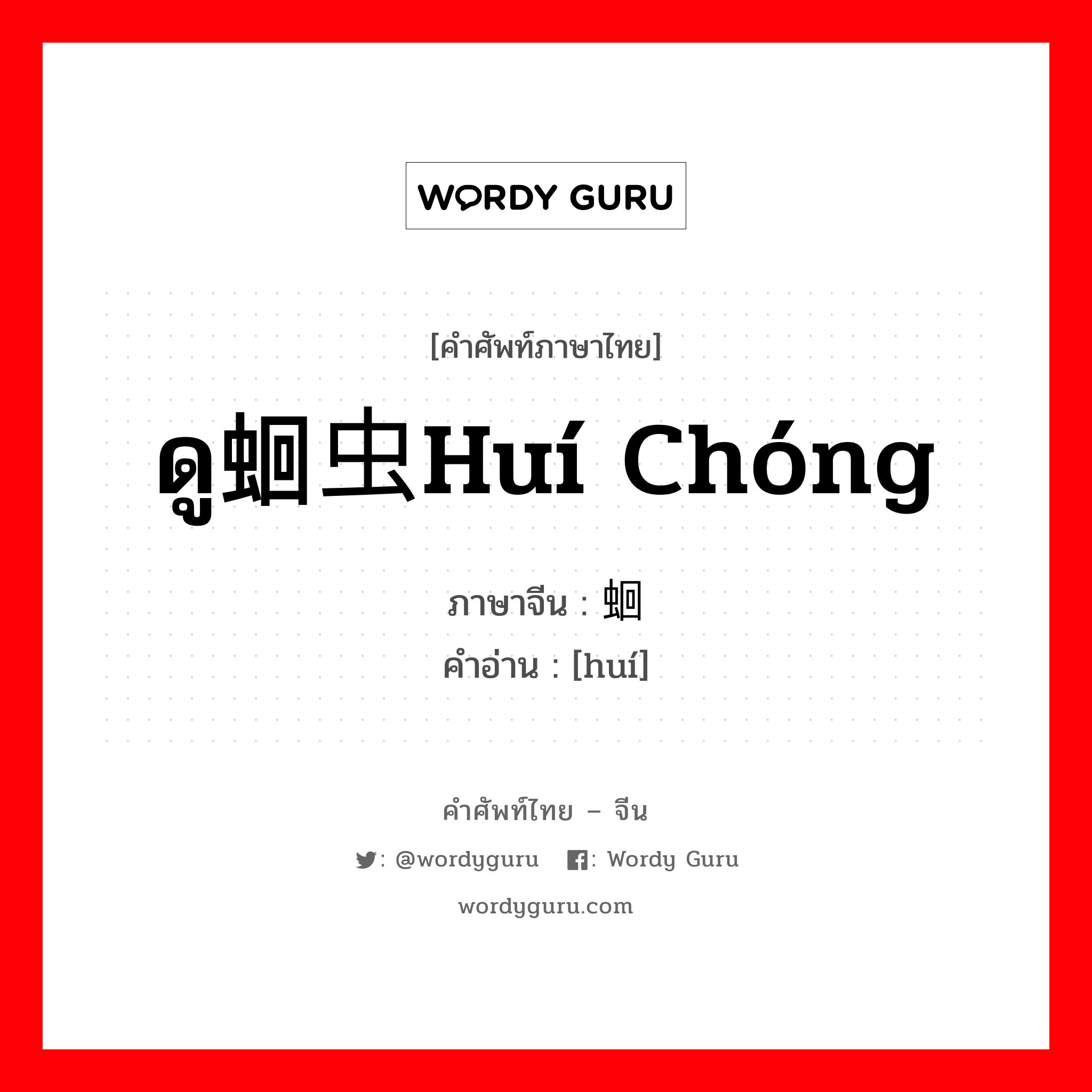 ดู蛔虫huí chóng ภาษาจีนคืออะไร, คำศัพท์ภาษาไทย - จีน ดู蛔虫huí chóng ภาษาจีน 蛔 คำอ่าน [huí]