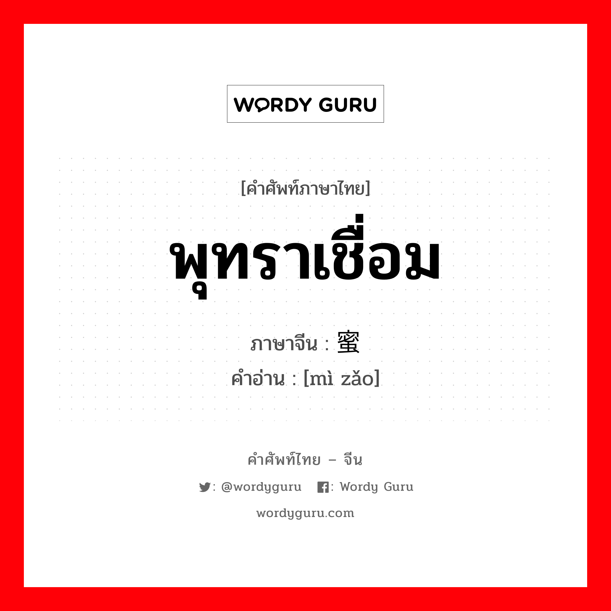 พุทราเชื่อม ภาษาจีนคืออะไร, คำศัพท์ภาษาไทย - จีน พุทราเชื่อม ภาษาจีน 蜜枣 คำอ่าน [mì zǎo]