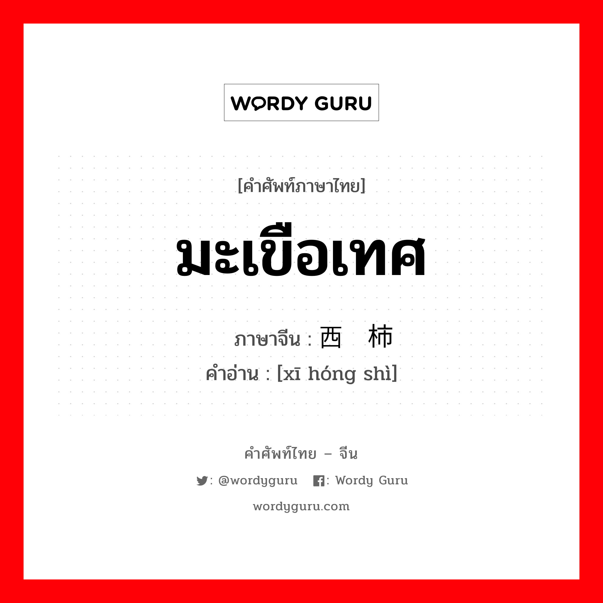 มะเขือเทศ ภาษาจีนคืออะไร, คำศัพท์ภาษาไทย - จีน มะเขือเทศ ภาษาจีน 西红柿 คำอ่าน [xī hóng shì]