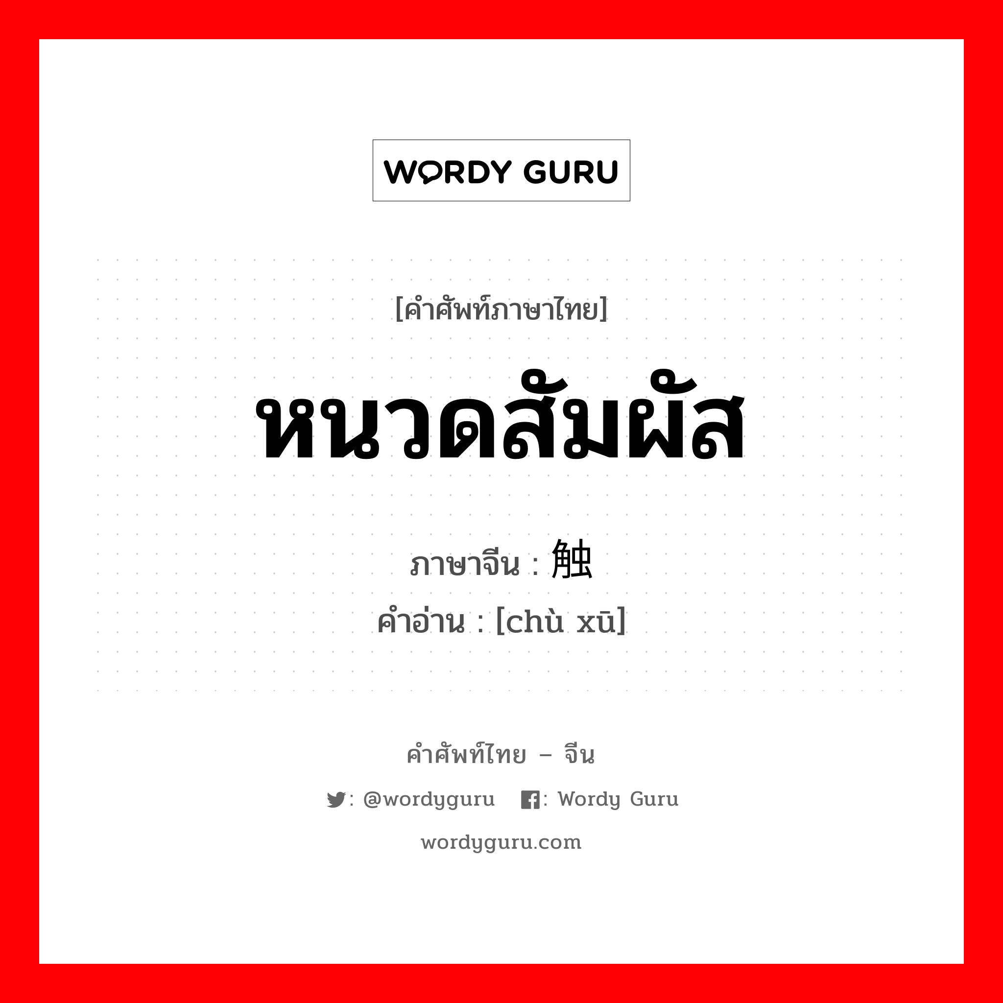 หนวดสัมผัส ภาษาจีนคืออะไร, คำศัพท์ภาษาไทย - จีน หนวดสัมผัส ภาษาจีน 触须 คำอ่าน [chù xū]