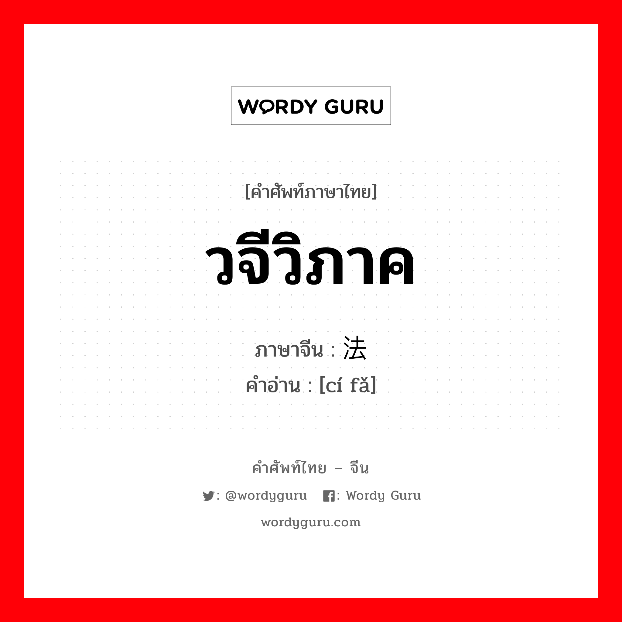 วจีวิภาค ภาษาจีนคืออะไร, คำศัพท์ภาษาไทย - จีน วจีวิภาค ภาษาจีน 词法 คำอ่าน [cí fǎ]