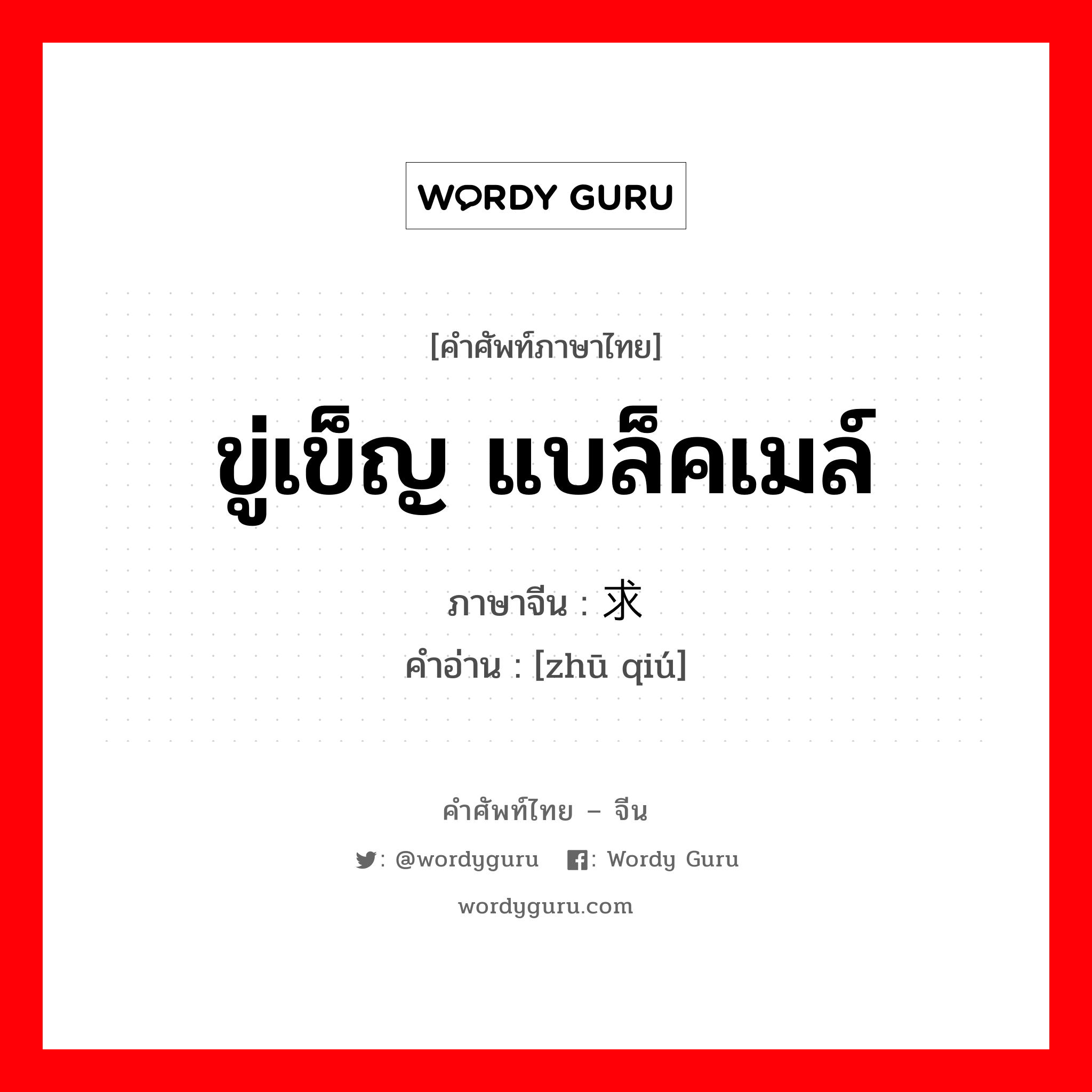 ขู่เข็ญ แบล็คเมล์ ภาษาจีนคืออะไร, คำศัพท์ภาษาไทย - จีน ขู่เข็ญ แบล็คเมล์ ภาษาจีน 诛求 คำอ่าน [zhū qiú]