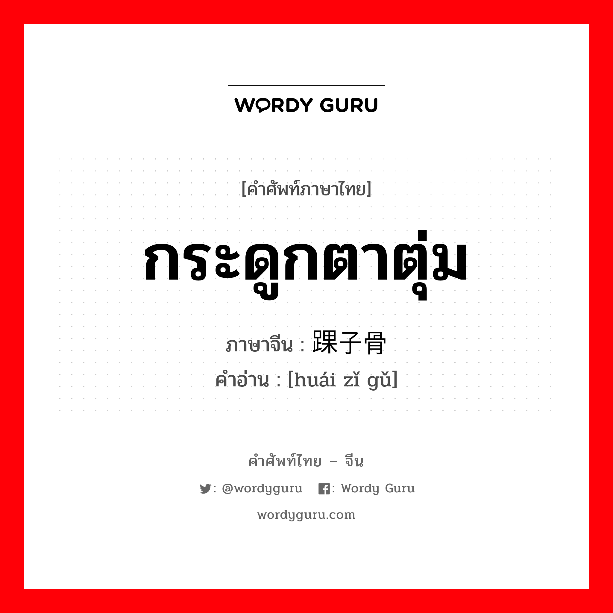 กระดูกตาตุ่ม ภาษาจีนคืออะไร, คำศัพท์ภาษาไทย - จีน กระดูกตาตุ่ม ภาษาจีน 踝子骨 คำอ่าน [huái zǐ gǔ]