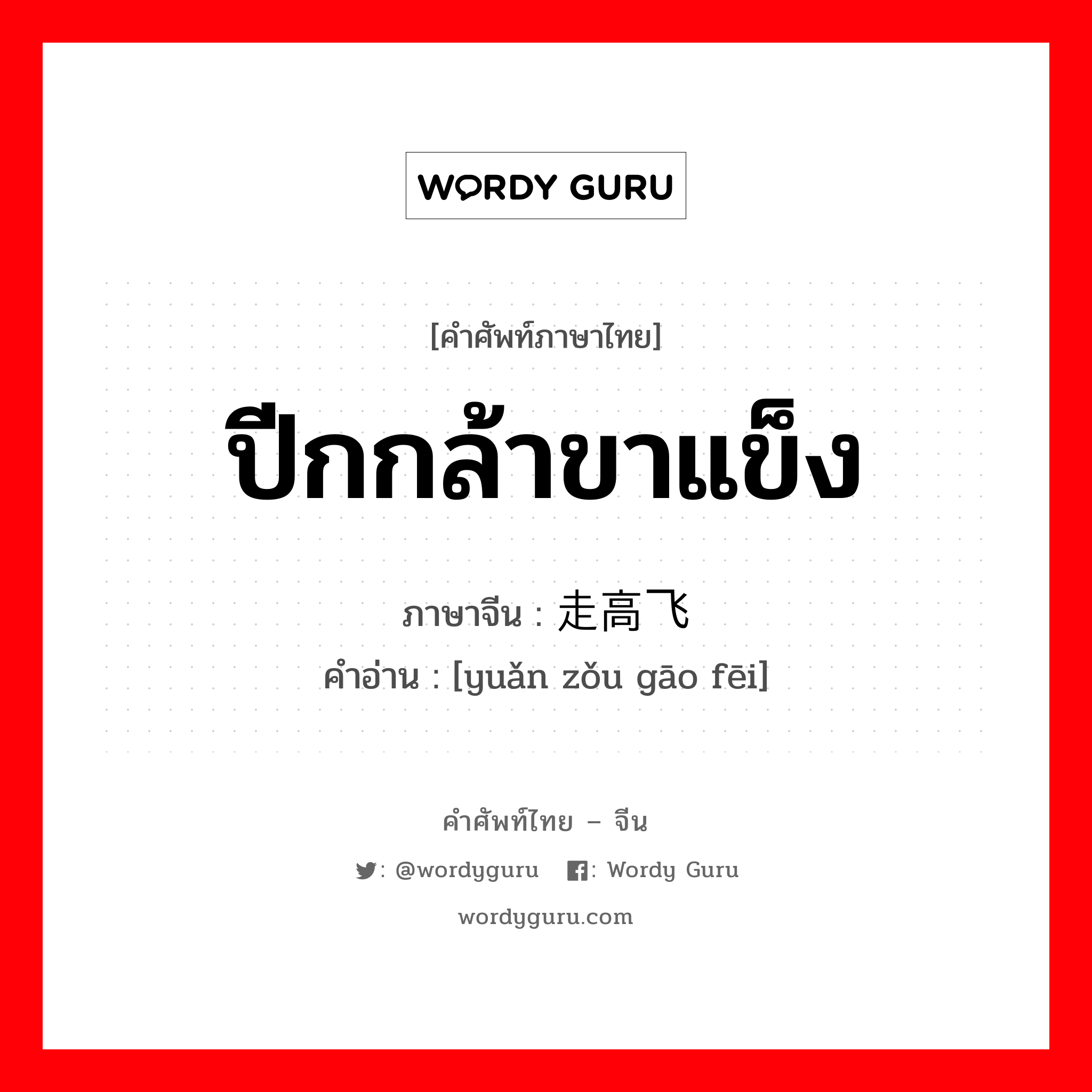 ปีกกล้าขาแข็ง ภาษาจีนคืออะไร, คำศัพท์ภาษาไทย - จีน ปีกกล้าขาแข็ง ภาษาจีน 远走高飞 คำอ่าน [yuǎn zǒu gāo fēi]