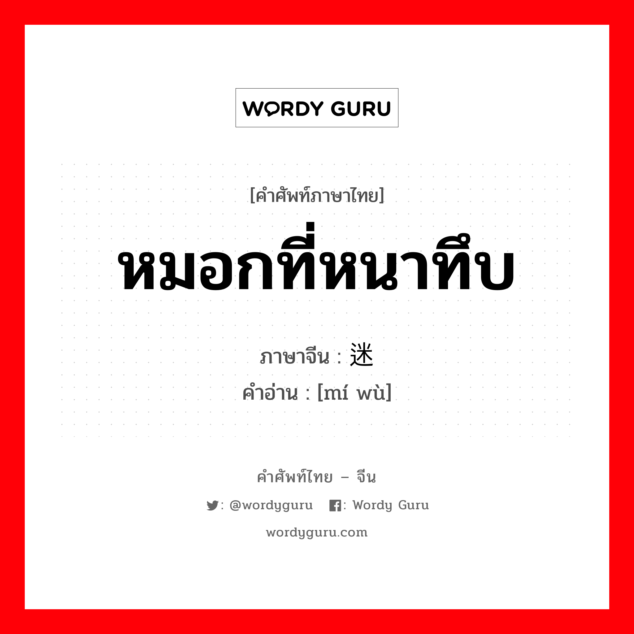 หมอกที่หนาทึบ ภาษาจีนคืออะไร, คำศัพท์ภาษาไทย - จีน หมอกที่หนาทึบ ภาษาจีน 迷雾 คำอ่าน [mí wù]