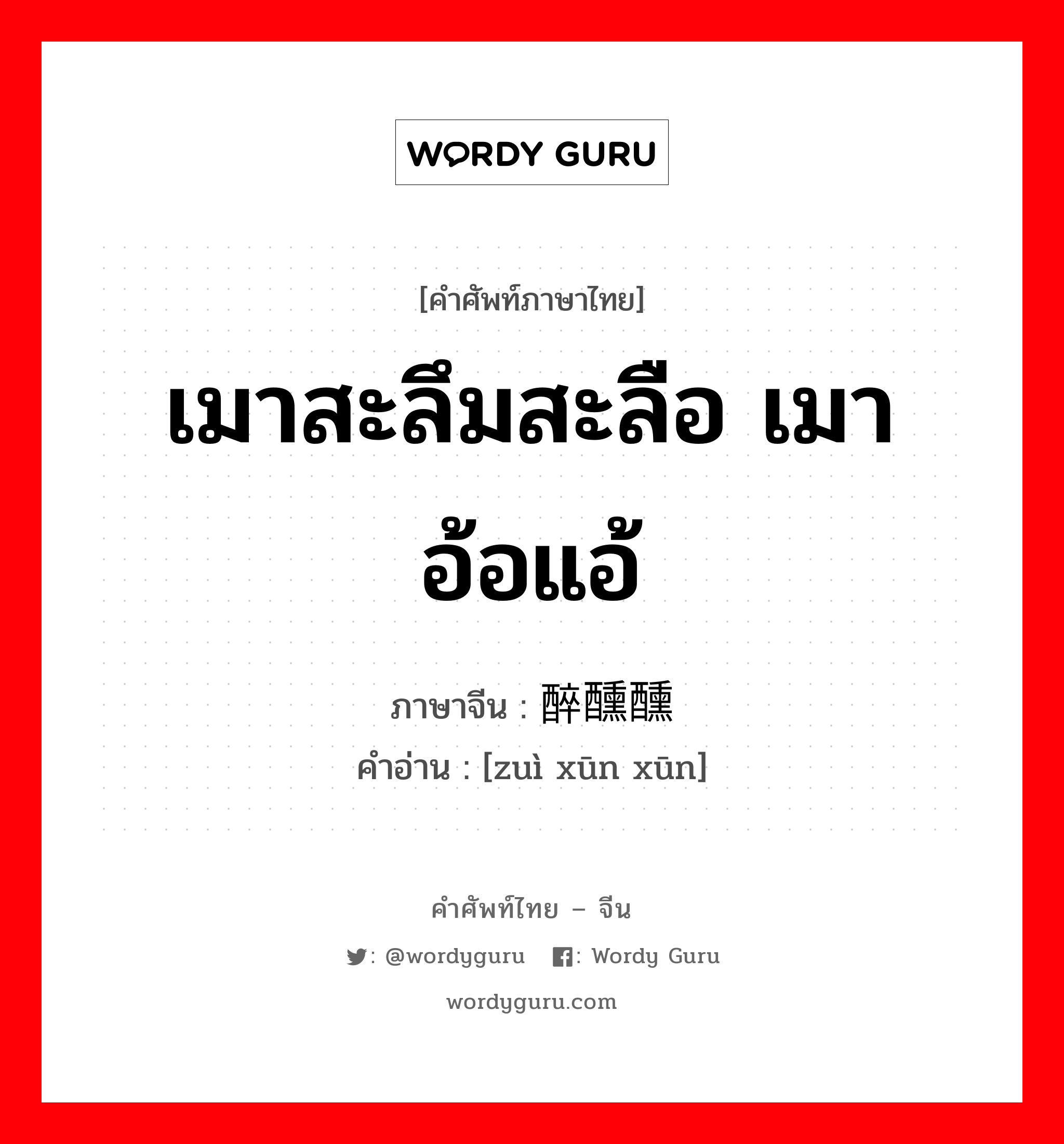 เมาสะลึมสะลือ เมาอ้อแอ้ ภาษาจีนคืออะไร, คำศัพท์ภาษาไทย - จีน เมาสะลึมสะลือ เมาอ้อแอ้ ภาษาจีน 醉醺醺 คำอ่าน [zuì xūn xūn]