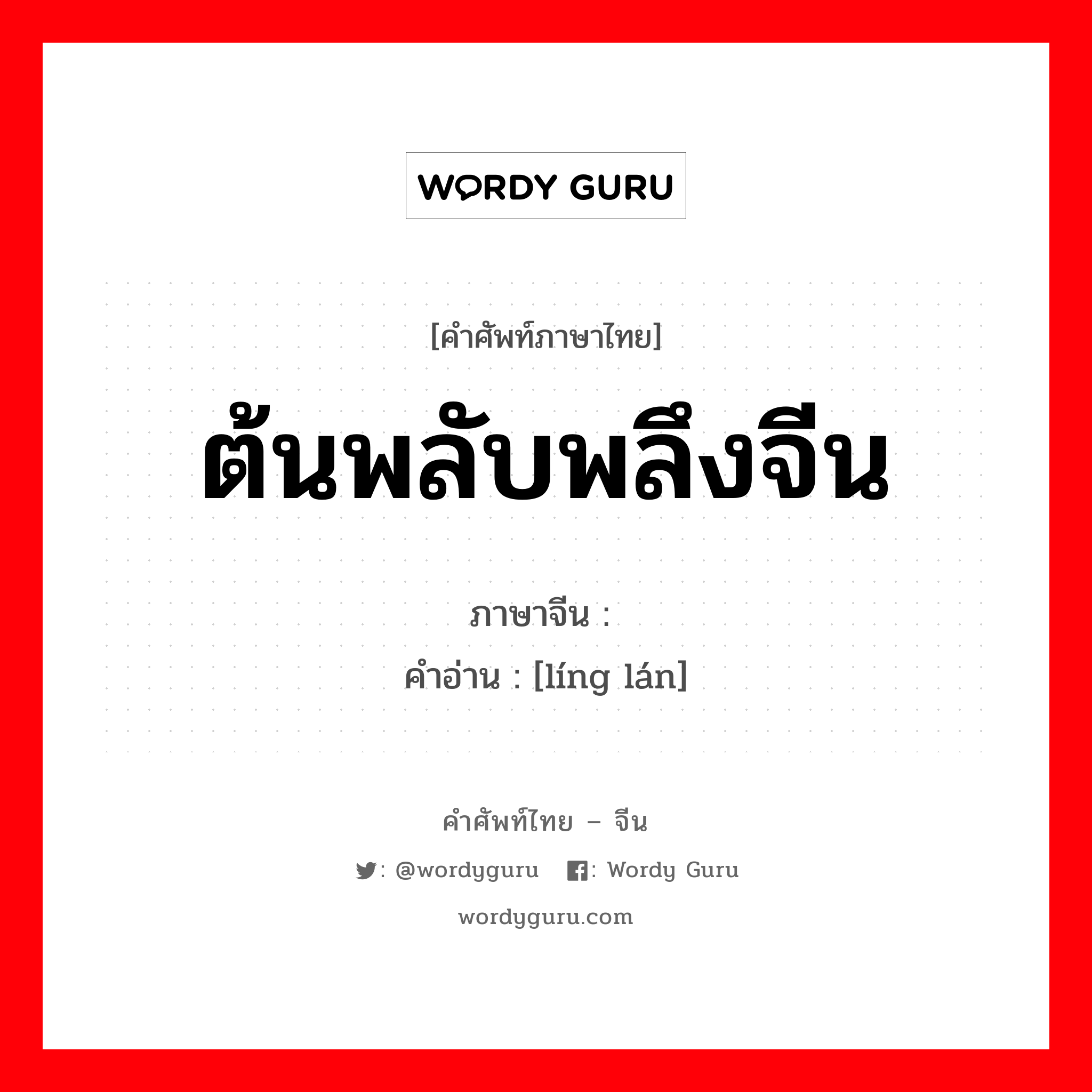 ต้นพลับพลึงจีน ภาษาจีนคืออะไร, คำศัพท์ภาษาไทย - จีน ต้นพลับพลึงจีน ภาษาจีน 铃兰 คำอ่าน [líng lán]