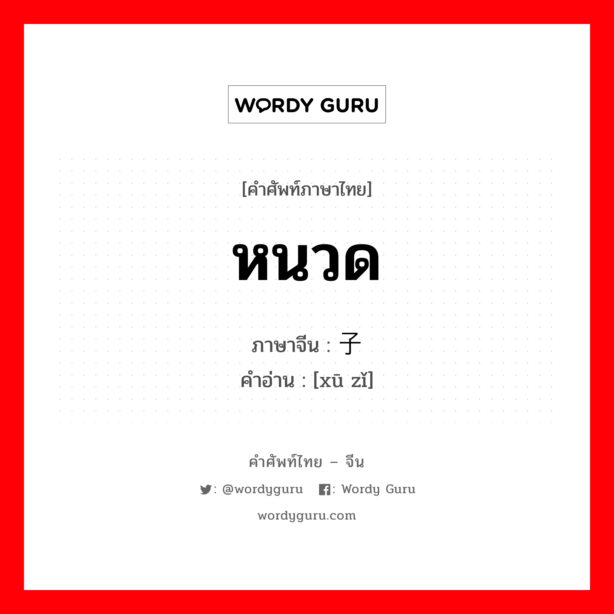 หนวด ภาษาจีนคืออะไร, คำศัพท์ภาษาไทย - จีน หนวด ภาษาจีน 须子 คำอ่าน [xū zǐ]