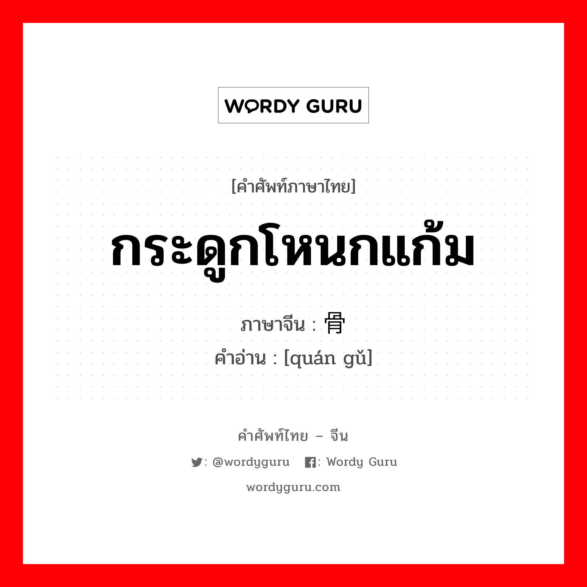 กระดูกโหนกแก้ม ภาษาจีนคืออะไร, คำศัพท์ภาษาไทย - จีน กระดูกโหนกแก้ม ภาษาจีน 颧骨 คำอ่าน [quán gǔ]