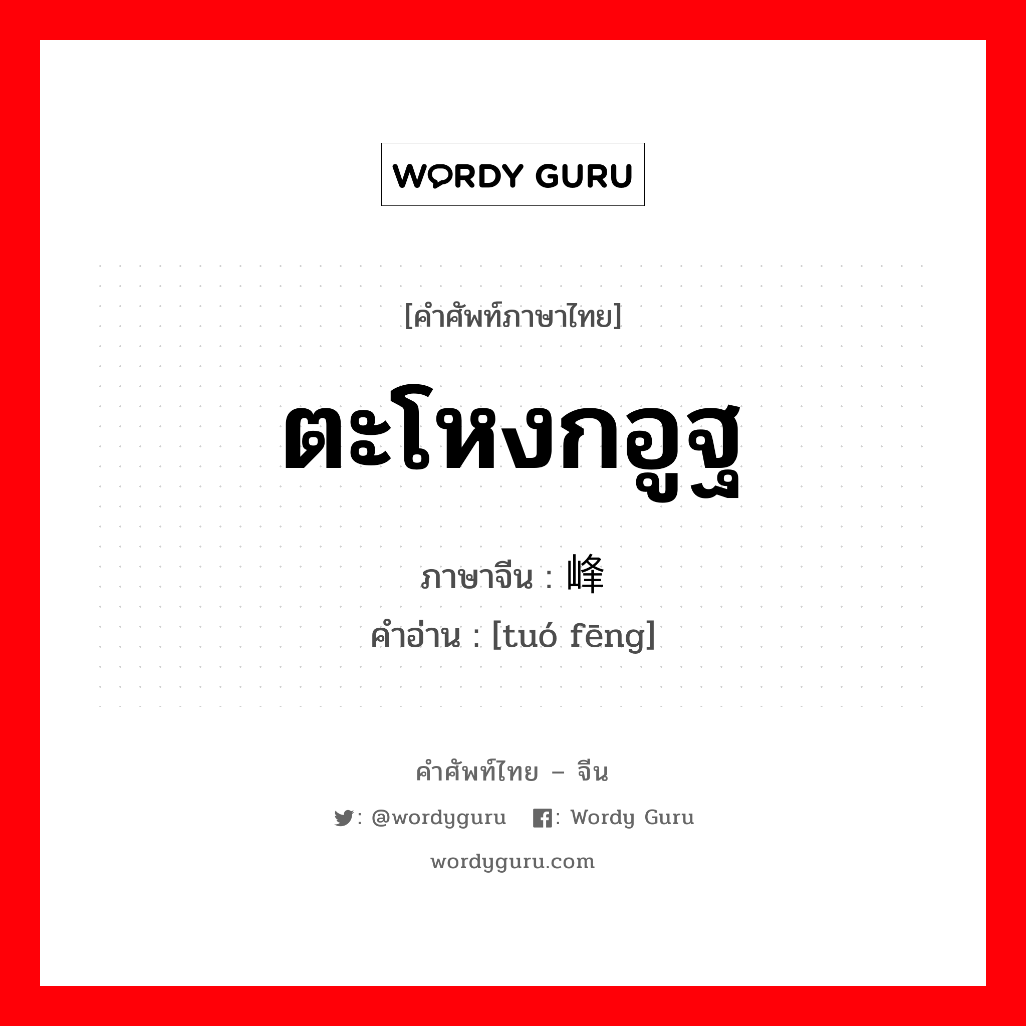 ตะโหงกอูฐ ภาษาจีนคืออะไร, คำศัพท์ภาษาไทย - จีน ตะโหงกอูฐ ภาษาจีน 驼峰 คำอ่าน [tuó fēng]