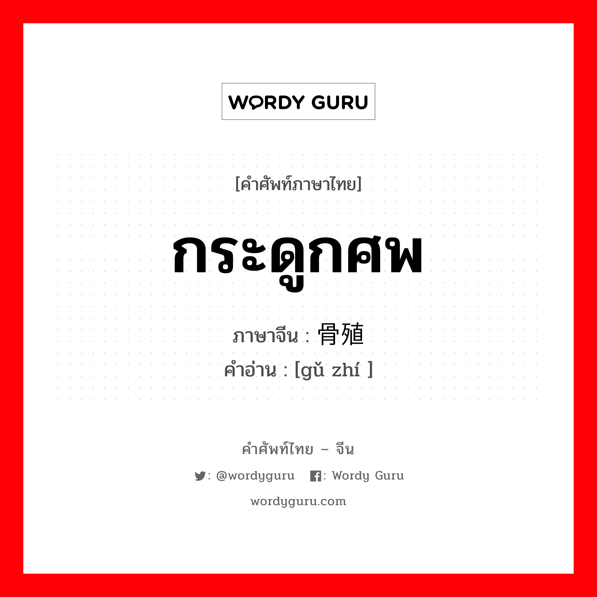 กระดูกศพ ภาษาจีนคืออะไร, คำศัพท์ภาษาไทย - จีน กระดูกศพ ภาษาจีน 骨殖 คำอ่าน [gǔ zhí ]