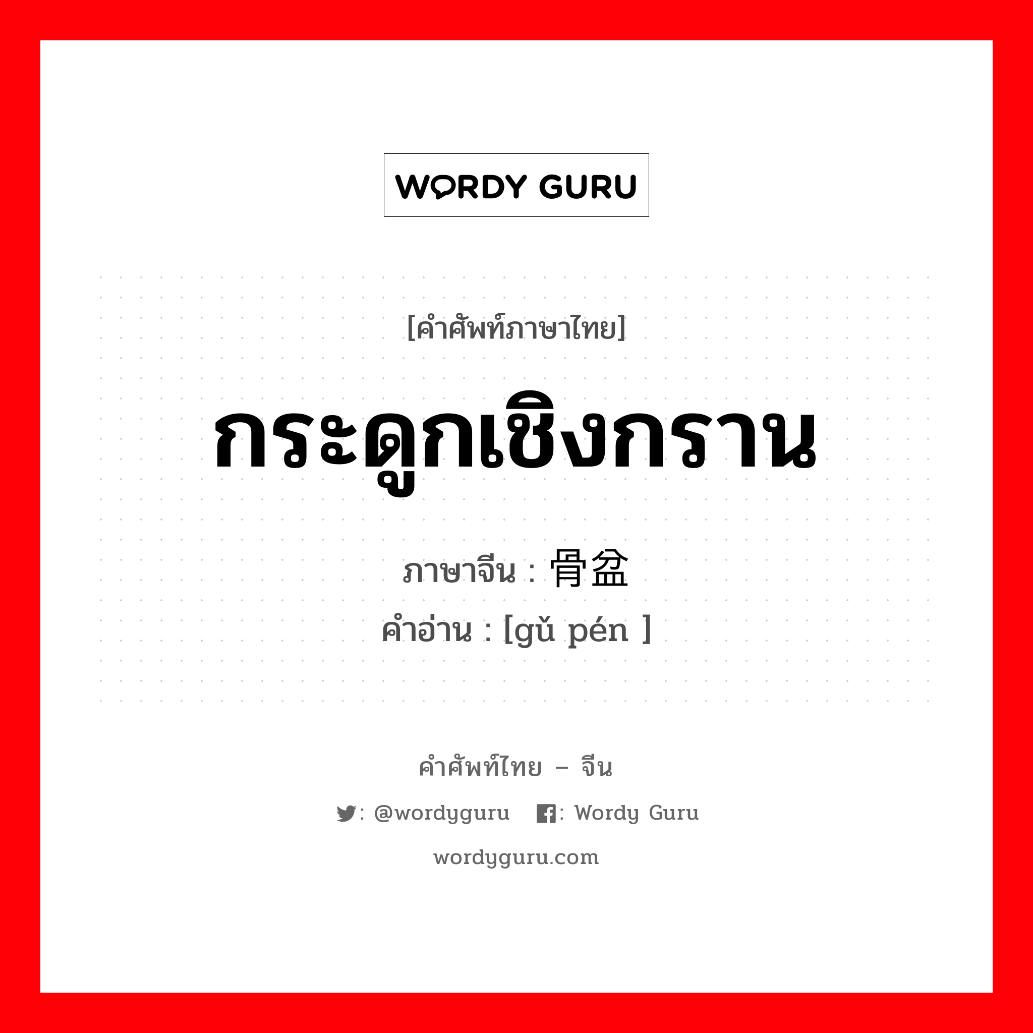 กระดูกเชิงกราน ภาษาจีนคืออะไร, คำศัพท์ภาษาไทย - จีน กระดูกเชิงกราน ภาษาจีน 骨盆 คำอ่าน [gǔ pén ]