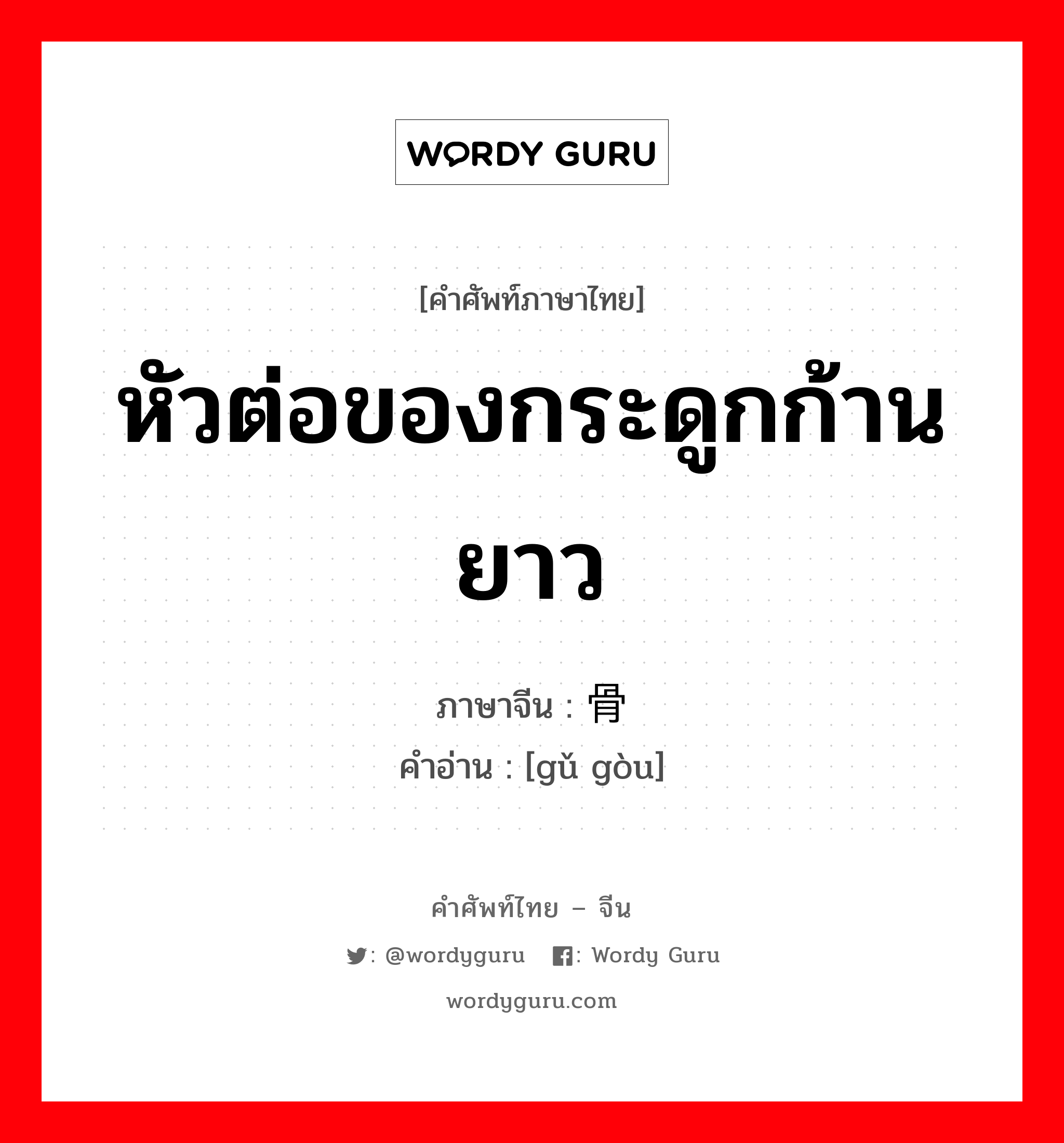 หัวต่อของกระดูกก้านยาว ภาษาจีนคืออะไร, คำศัพท์ภาษาไทย - จีน หัวต่อของกระดูกก้านยาว ภาษาจีน 骨骺 คำอ่าน [gǔ gòu]