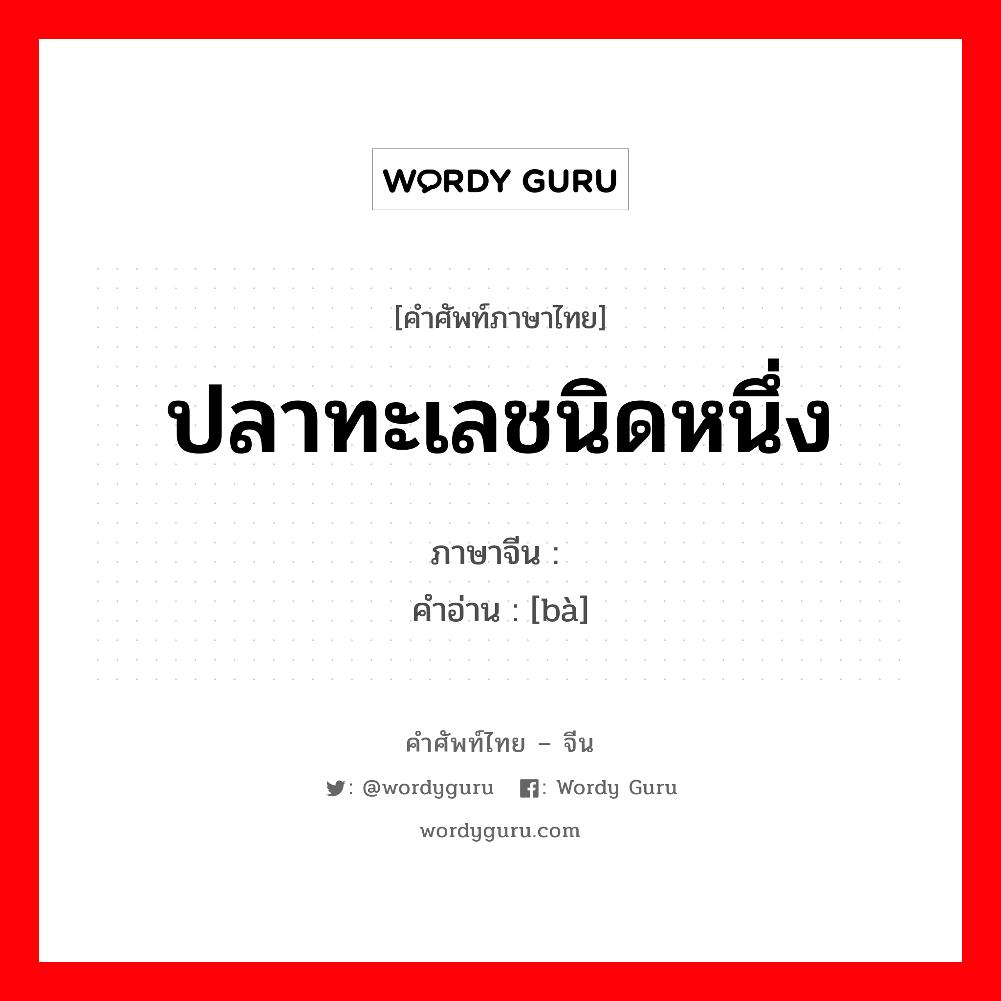 ปลาทะเลชนิดหนึ่ง ภาษาจีนคืออะไร, คำศัพท์ภาษาไทย - จีน ปลาทะเลชนิดหนึ่ง ภาษาจีน 鲅 คำอ่าน [bà]