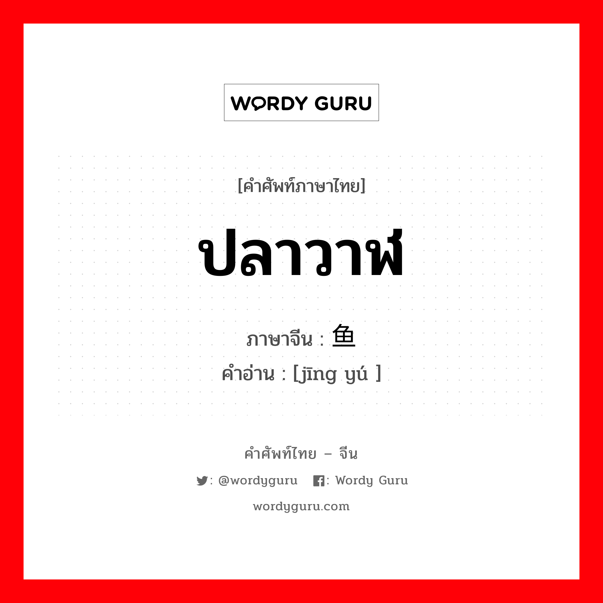 ปลาวาฬ ภาษาจีนคืออะไร, คำศัพท์ภาษาไทย - จีน ปลาวาฬ ภาษาจีน 鲸鱼 คำอ่าน [jīng yú ]